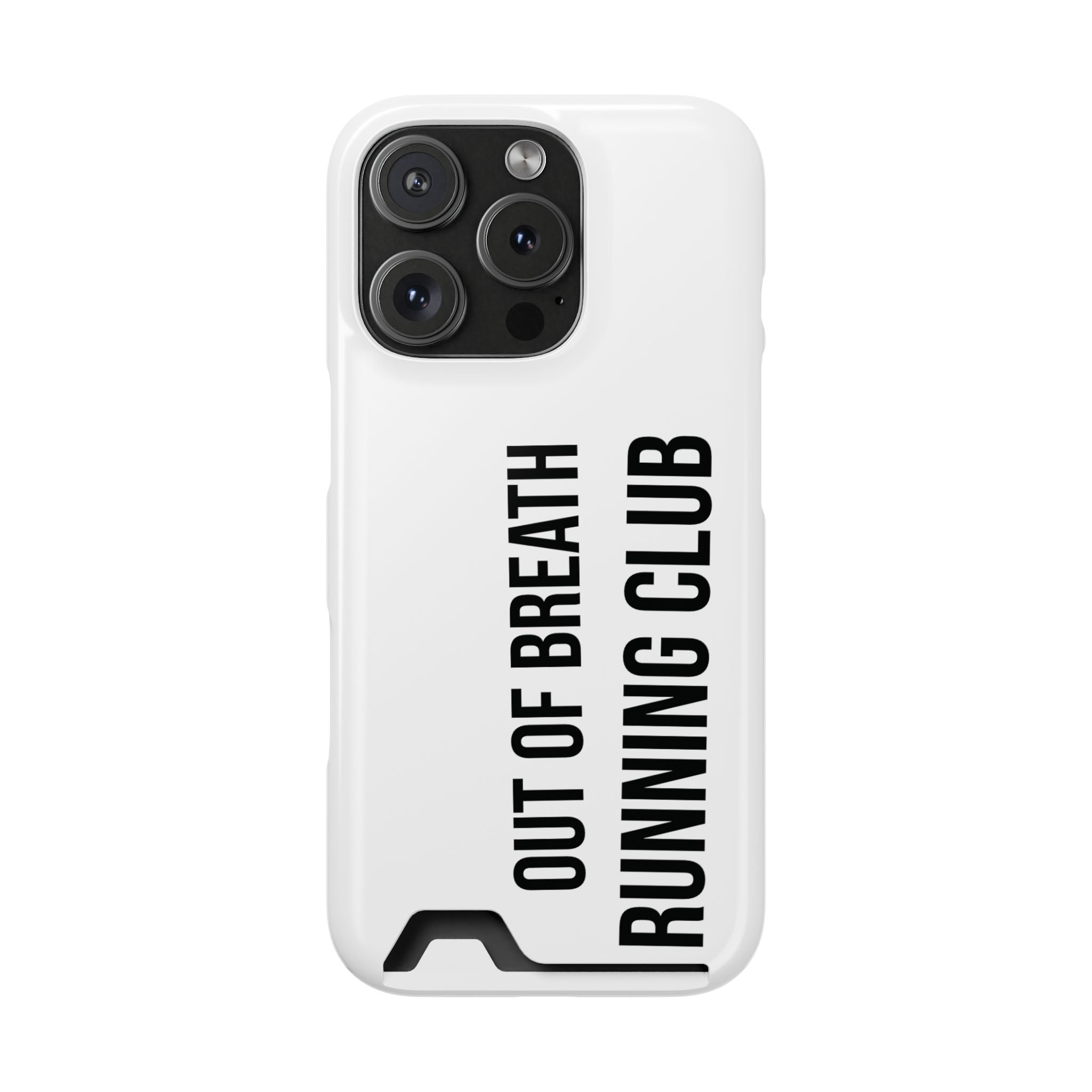 Phone Case with Card Holder — "Out of Breath Running Club" Minimalist Running Phone Wallet