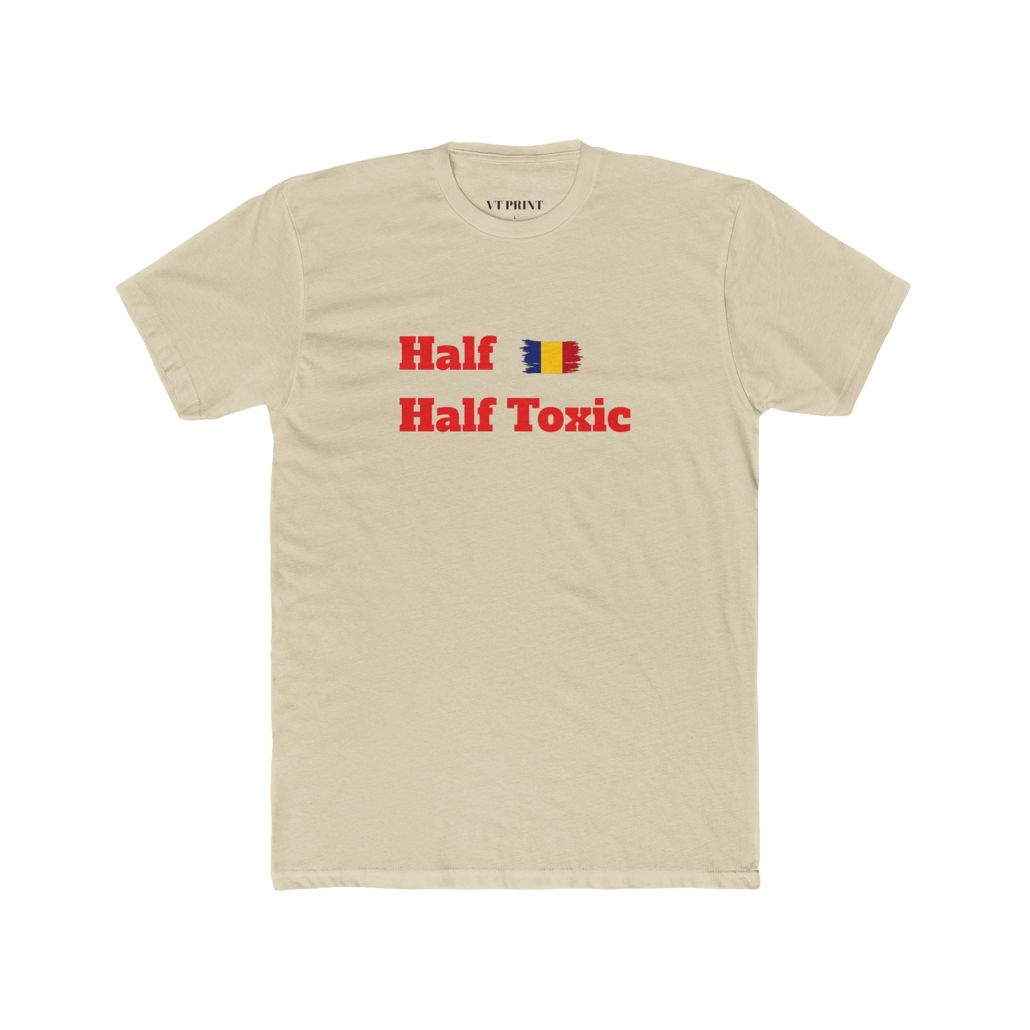 Half Half Toxic Graphic Tee — Funny Bilingual Flag Shirt
