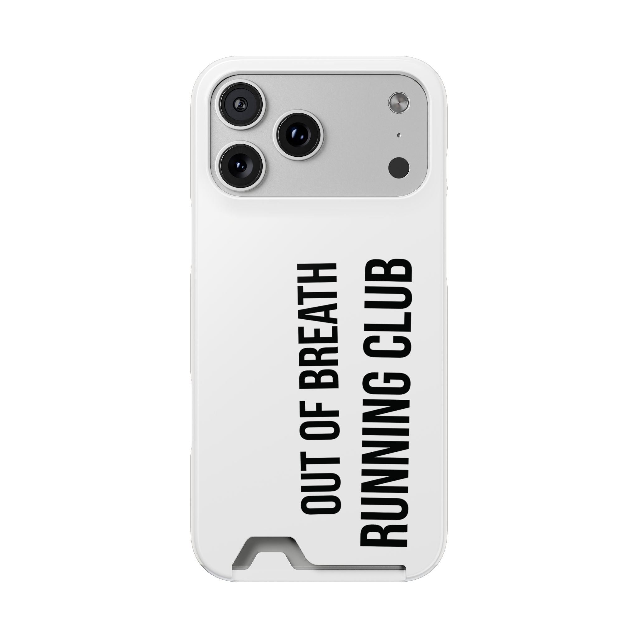 Phone Case with Card Holder — "Out of Breath Running Club" Minimalist Running Phone Wallet