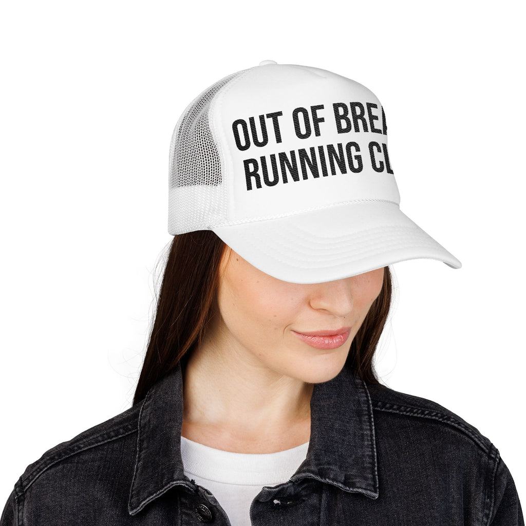 Out of Breath Running Club Foam Trucker Hat — Funny Runner Cap