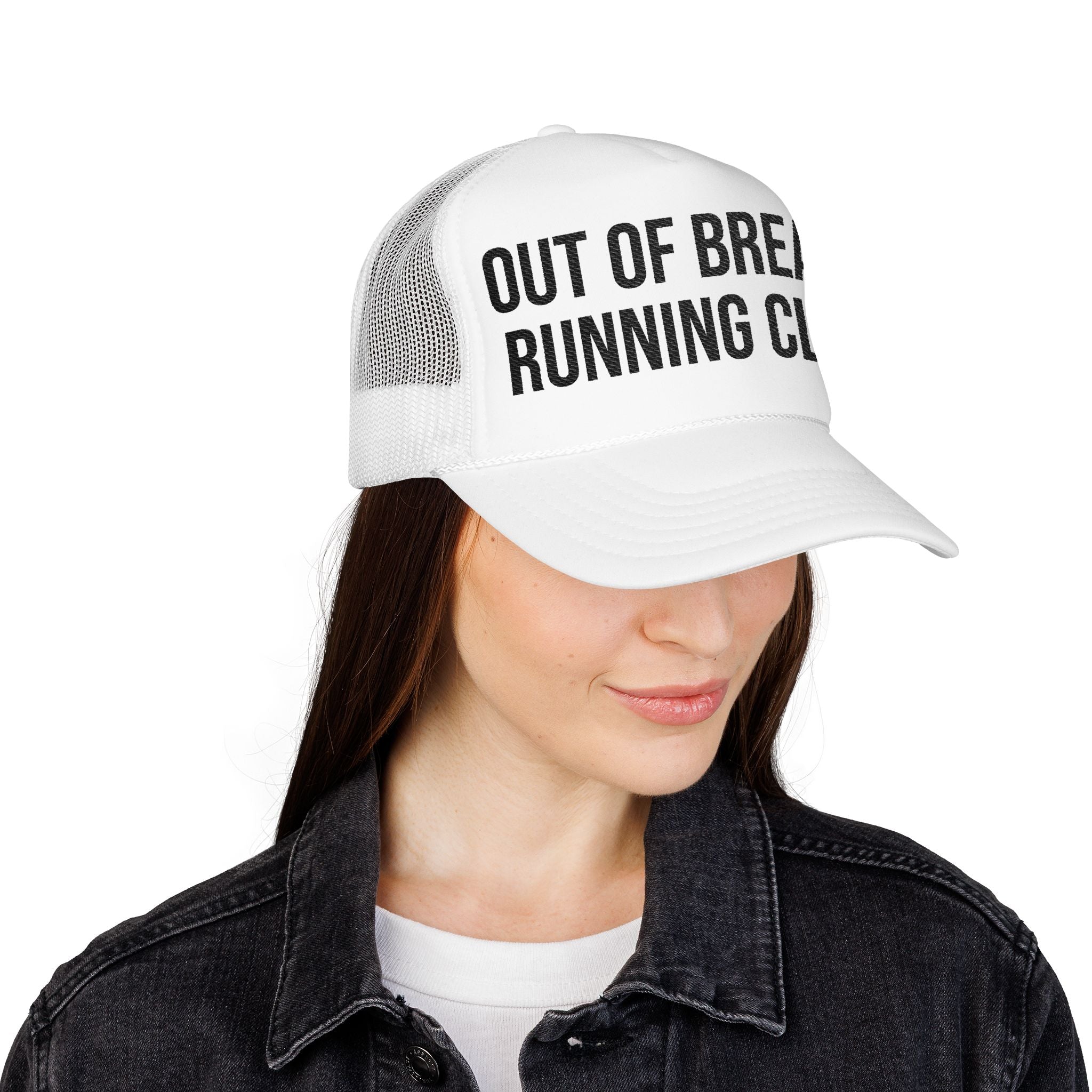 Out of Breath Running Club Foam Trucker Hat — Funny Runner Cap