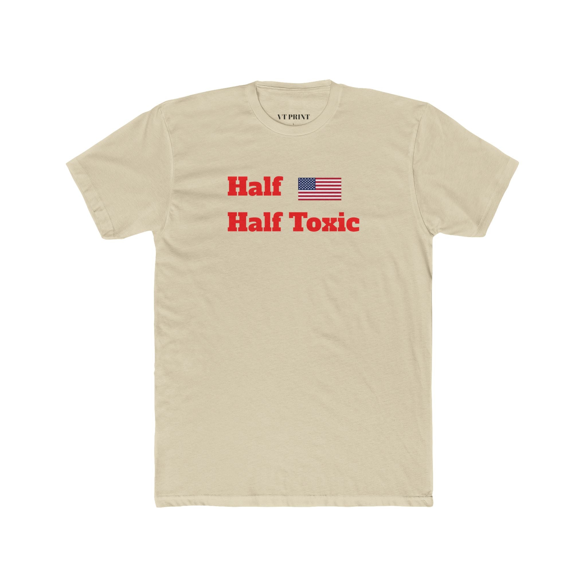 Half Flag Half Toxic T‑Shirt – Patriotic Funny Graphic Tee