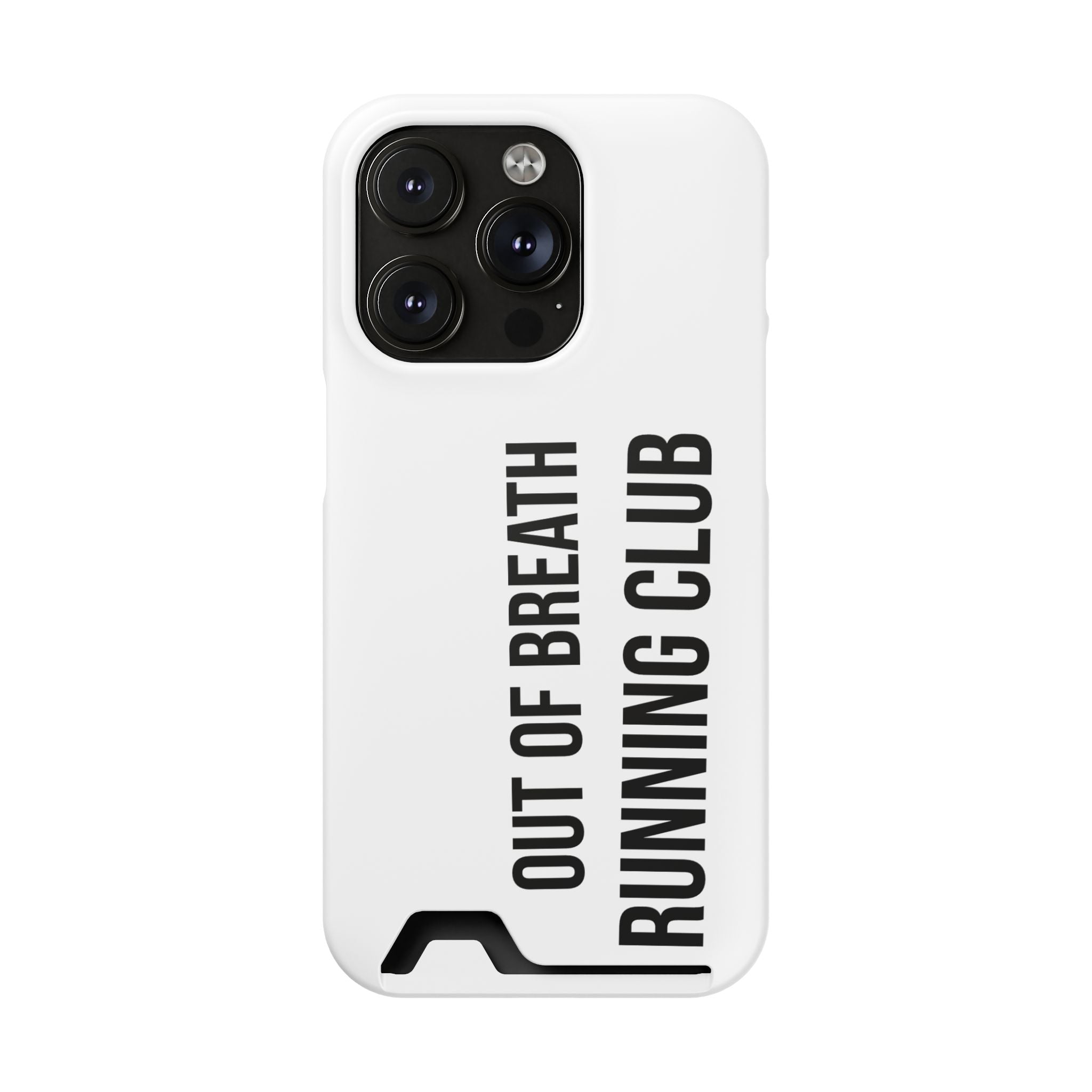 Phone Case with Card Holder — "Out of Breath Running Club" Minimalist Running Phone Wallet