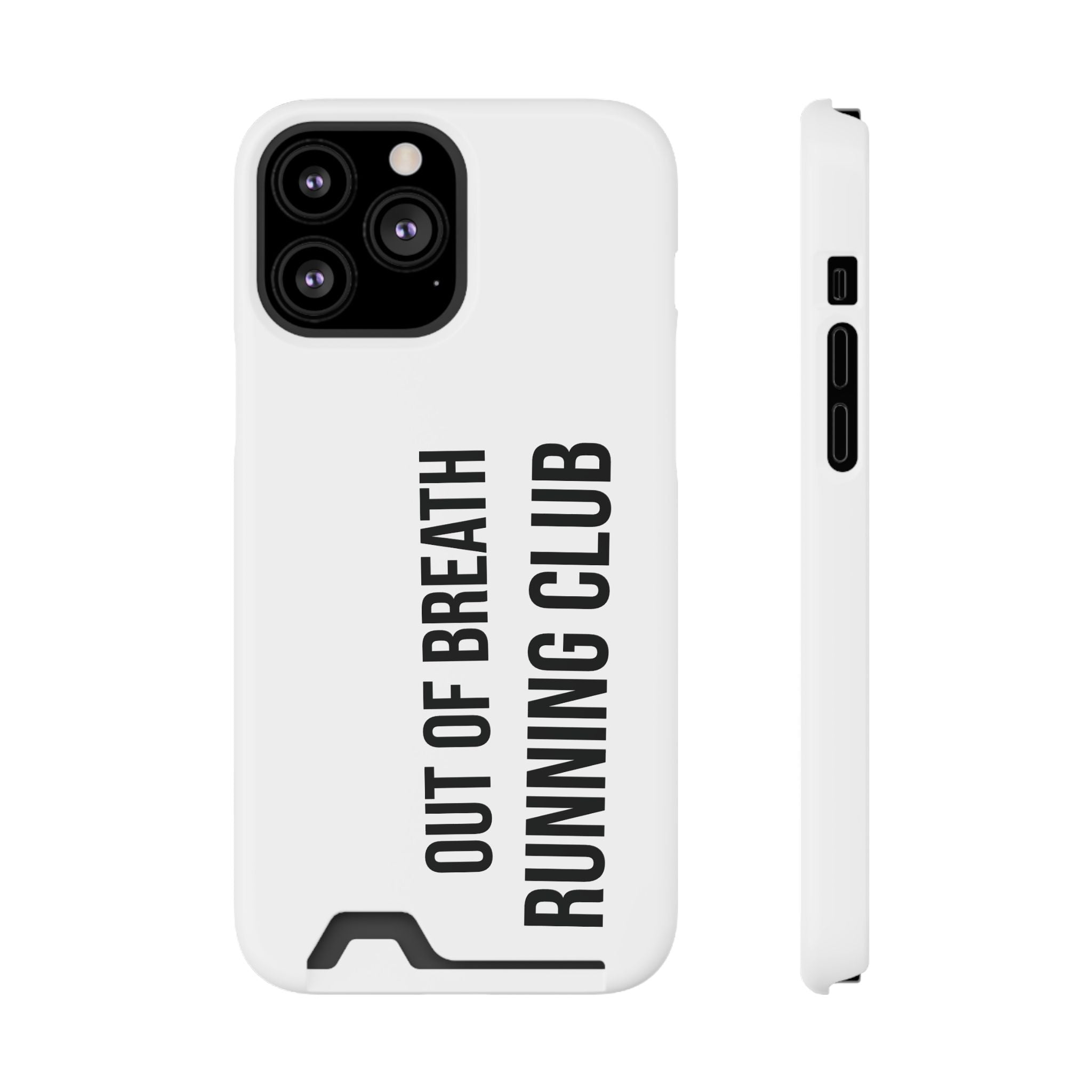 Phone Case with Card Holder — "Out of Breath Running Club" Minimalist Running Phone Wallet