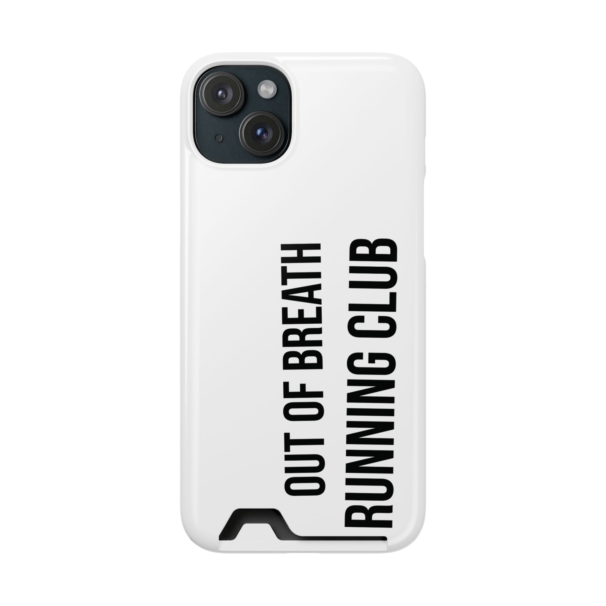 Phone Case with Card Holder — "Out of Breath Running Club" Minimalist Running Phone Wallet