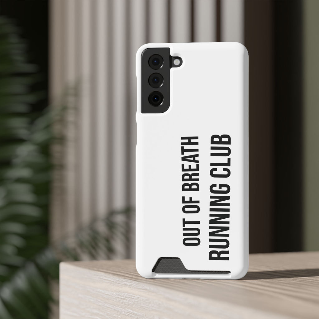 Phone Case with Card Holder — "Out of Breath Running Club" Minimalist Running Phone Wallet