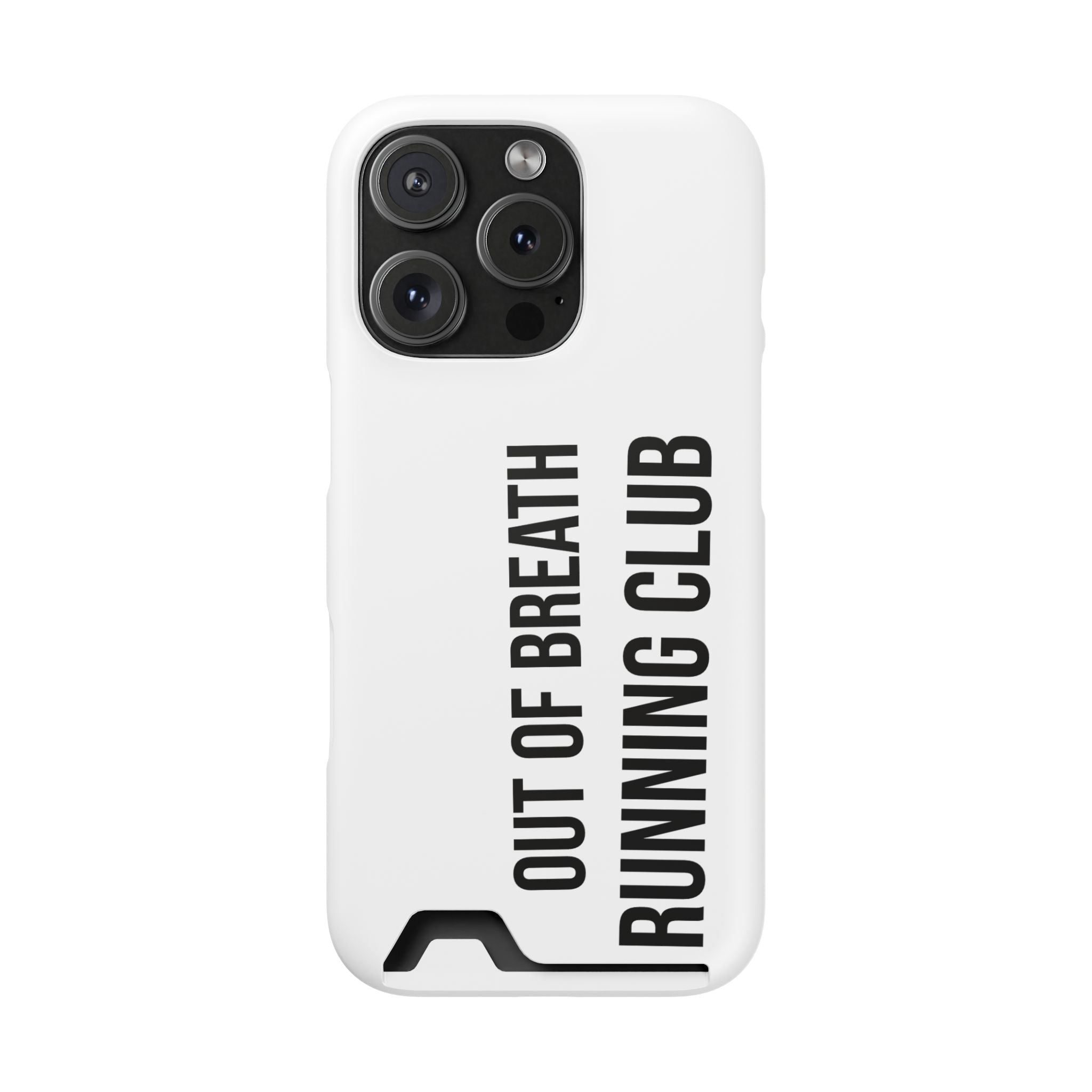 Phone Case with Card Holder — "Out of Breath Running Club" Minimalist Running Phone Wallet