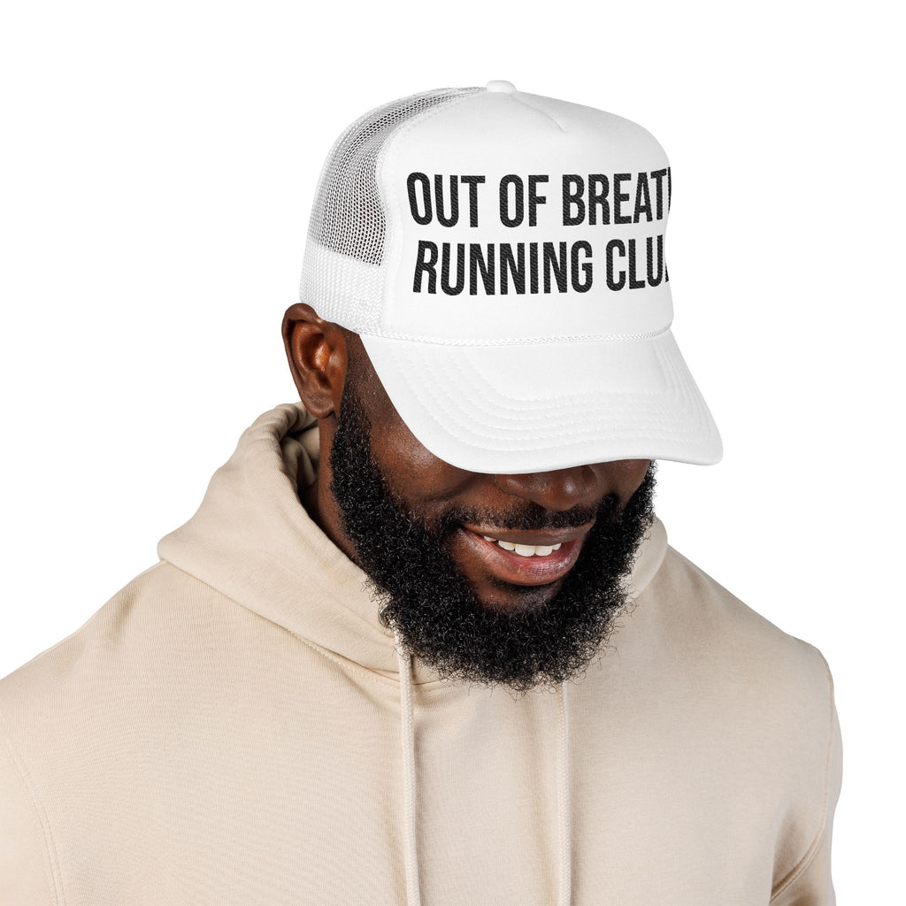 Out of Breath Running Club Foam Trucker Hat — Funny Runner Cap