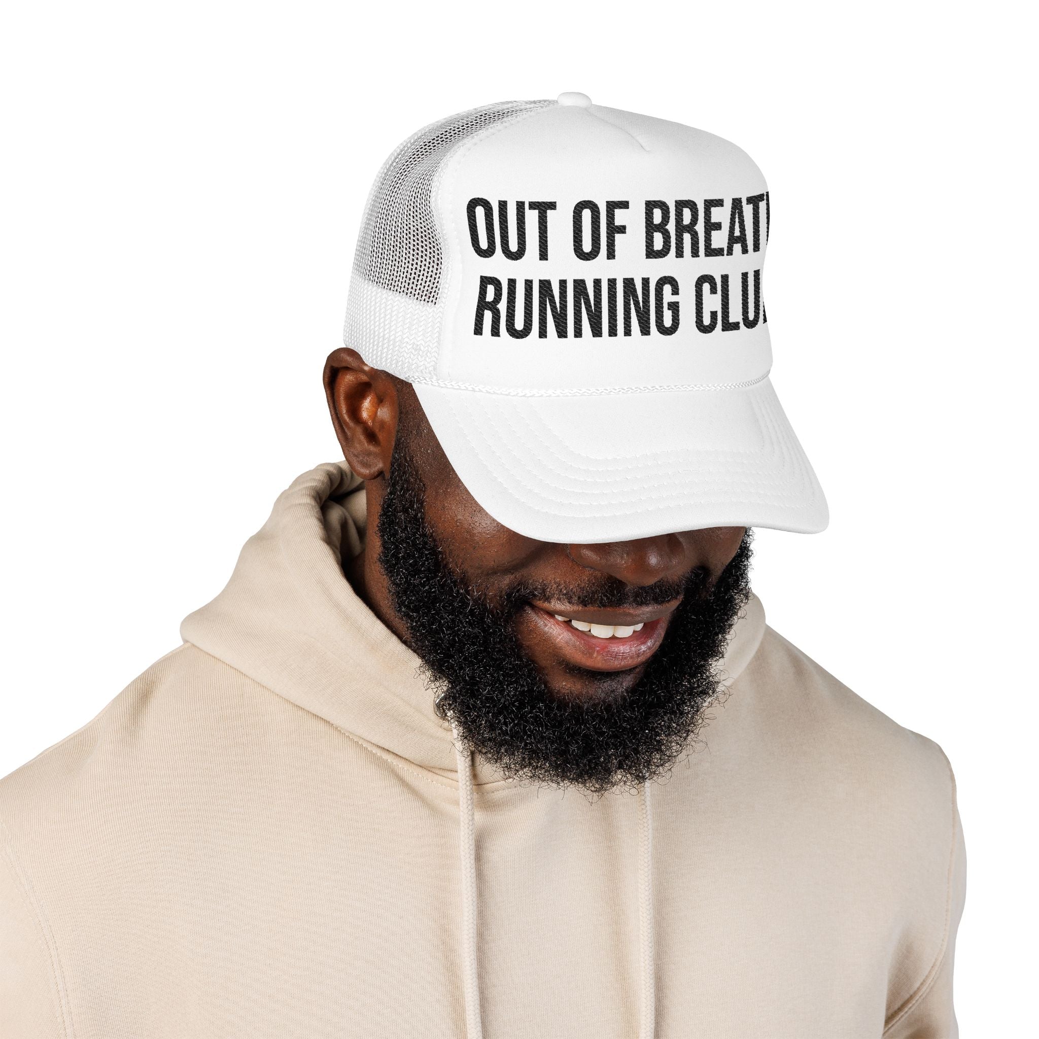 Out of Breath Running Club Foam Trucker Hat — Funny Runner Cap