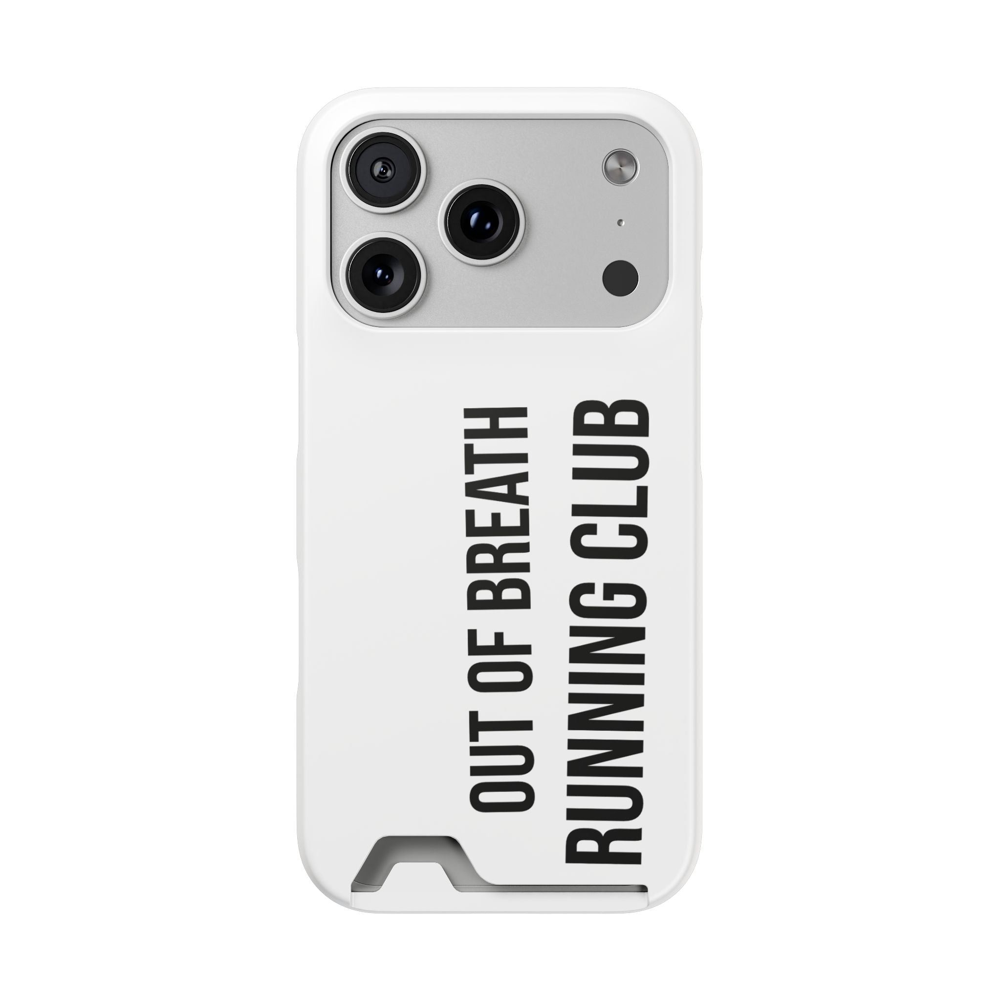 Phone Case with Card Holder — "Out of Breath Running Club" Minimalist Running Phone Wallet