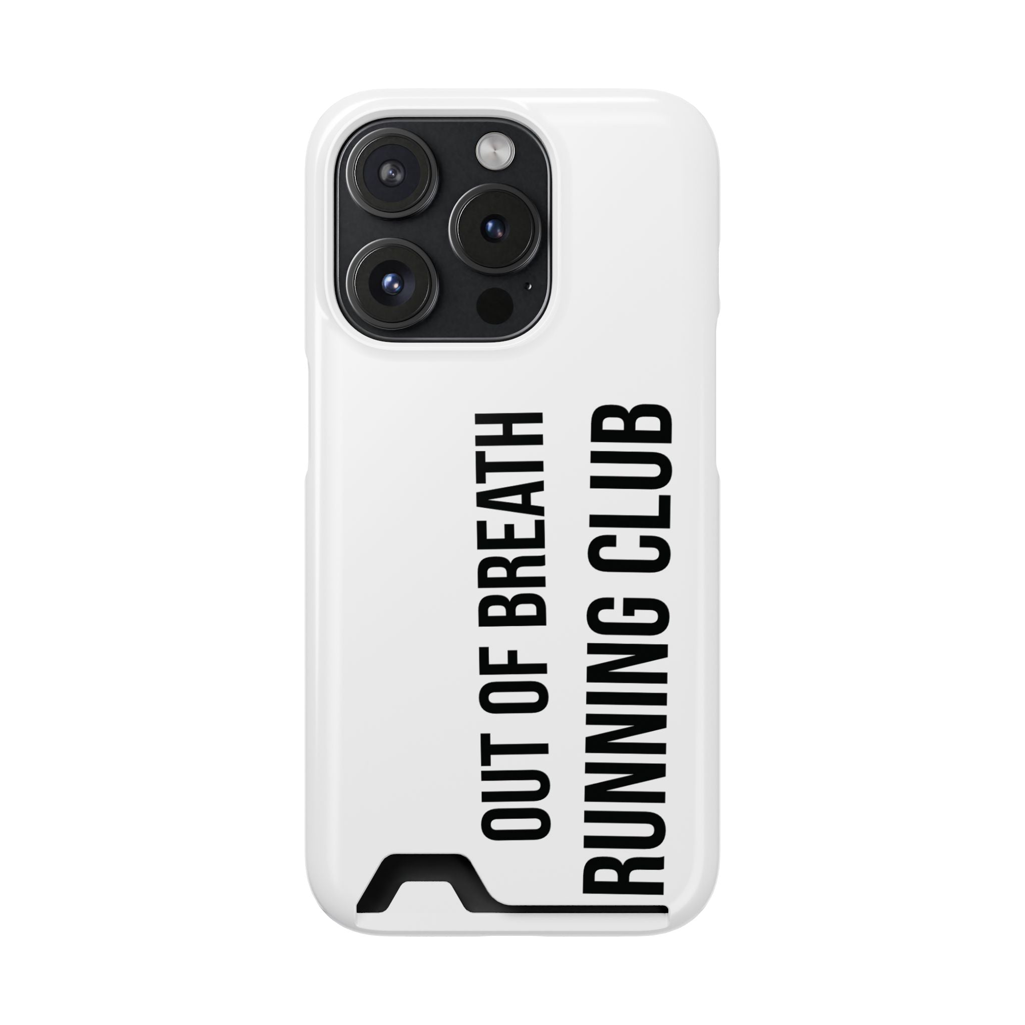 Phone Case with Card Holder — "Out of Breath Running Club" Minimalist Running Phone Wallet