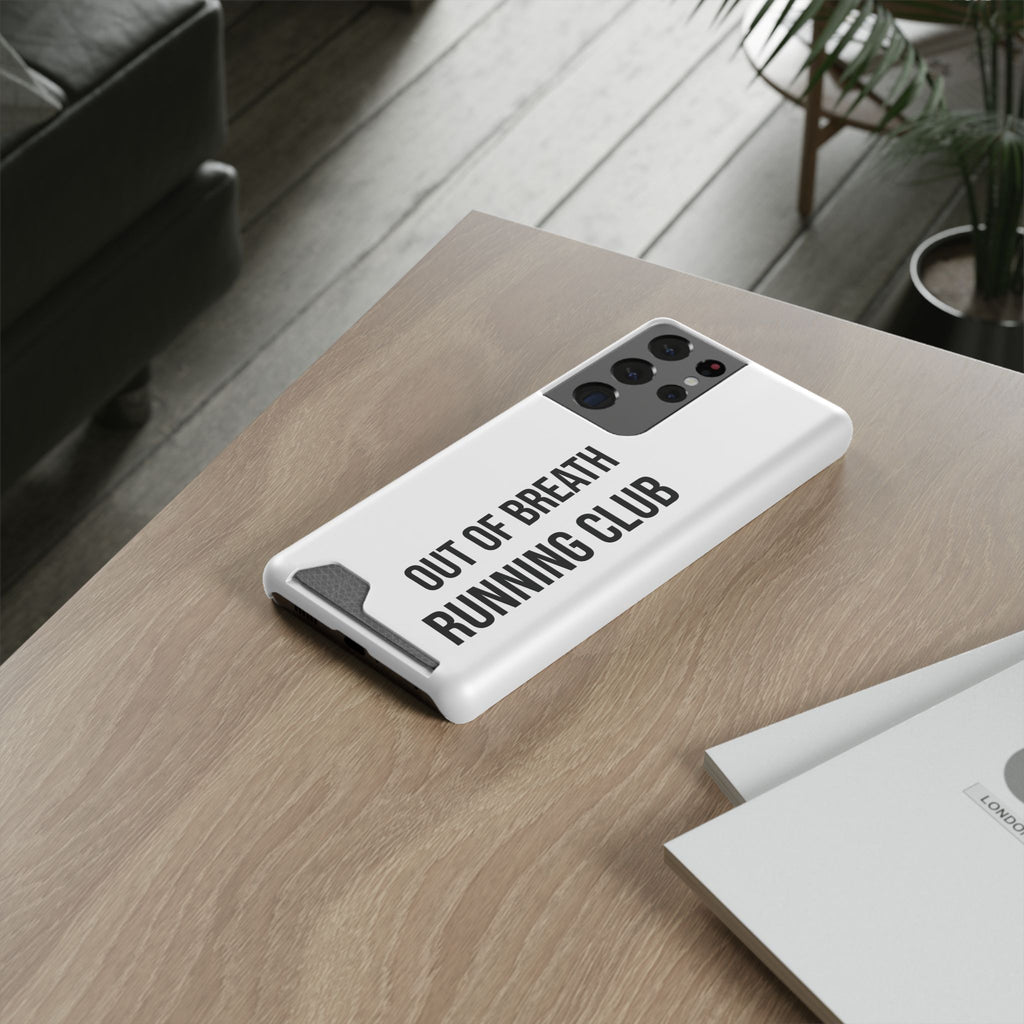 Phone Case with Card Holder — "Out of Breath Running Club" Minimalist Running Phone Wallet