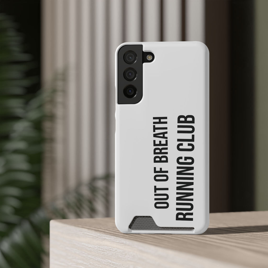Phone Case with Card Holder — "Out of Breath Running Club" Minimalist Running Phone Wallet