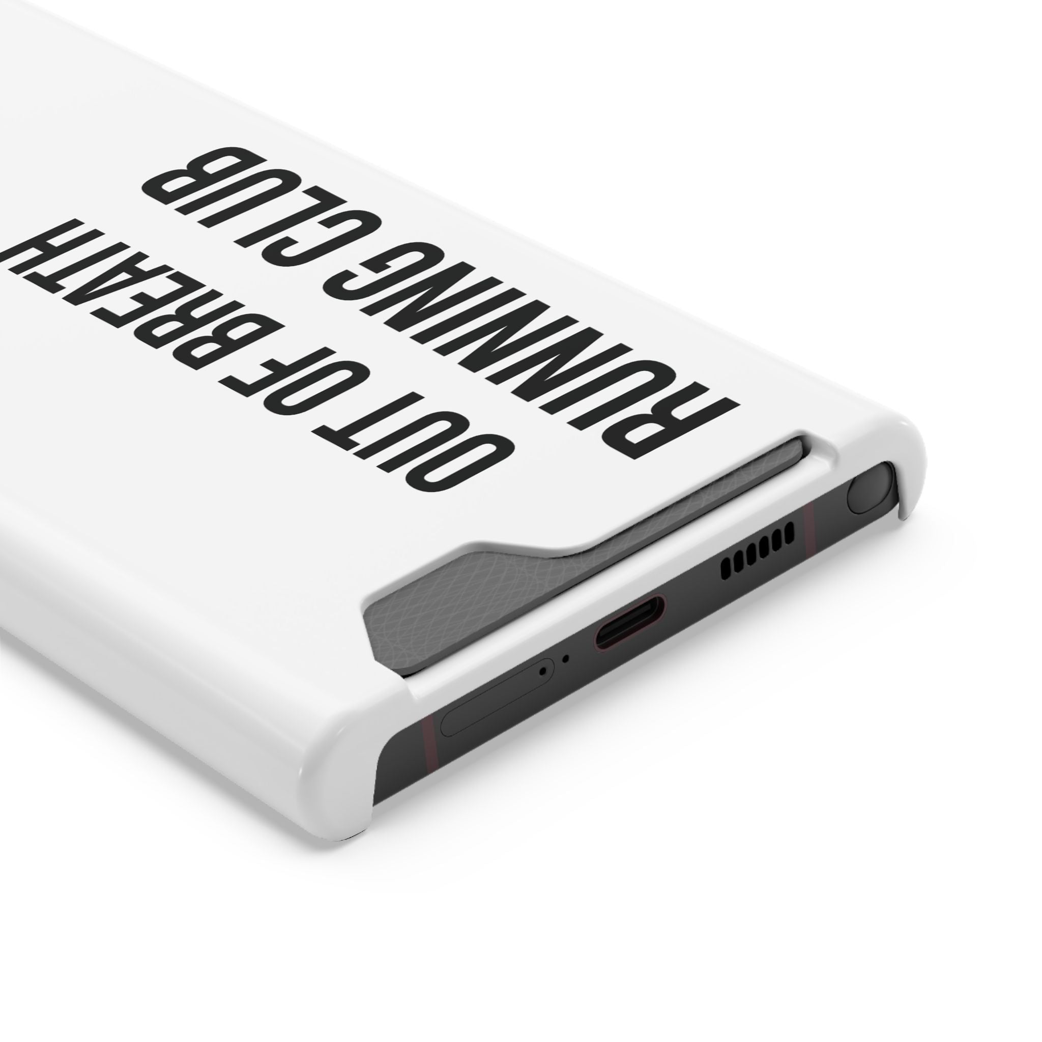 Phone Case with Card Holder — "Out of Breath Running Club" Minimalist Running Phone Wallet