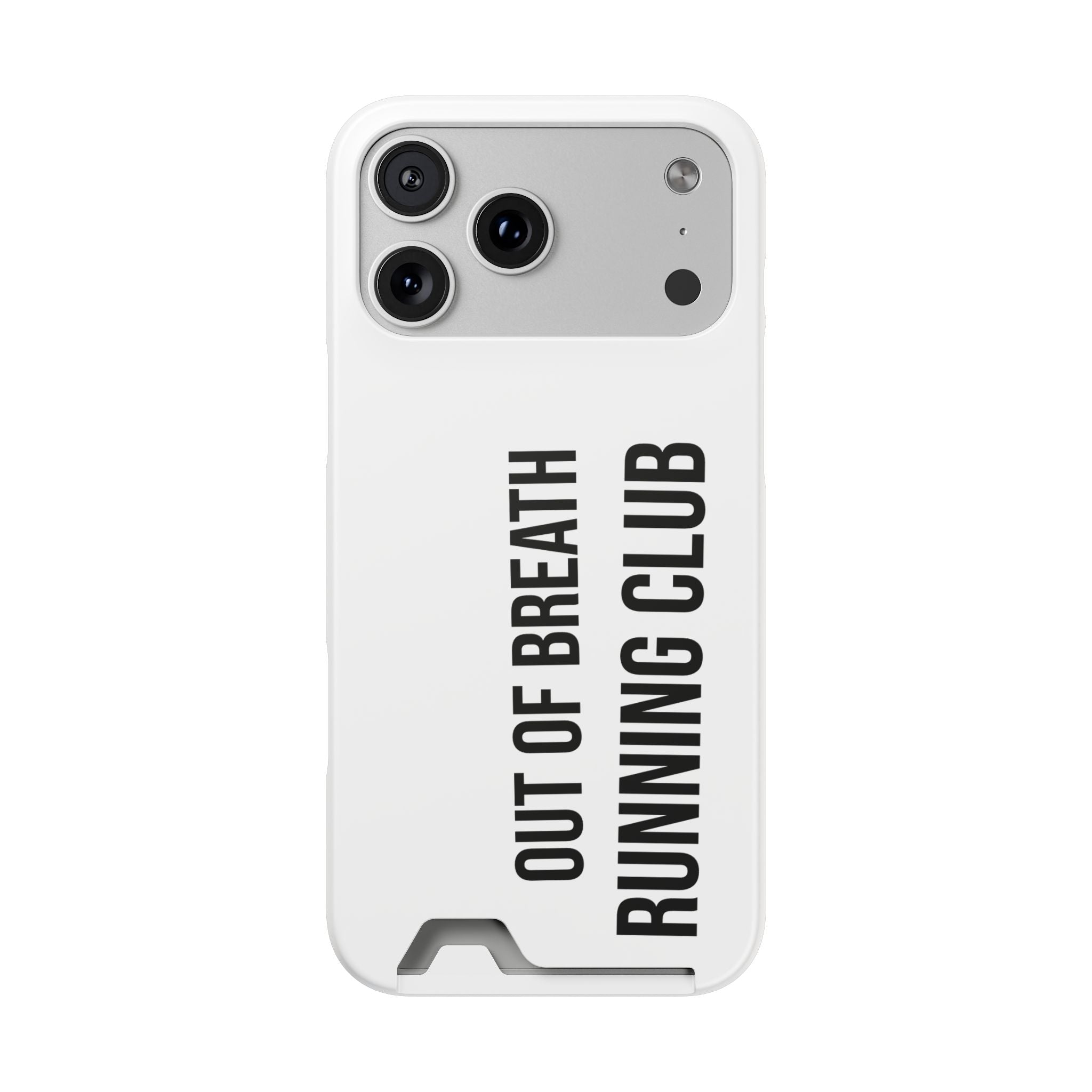 Phone Case with Card Holder — "Out of Breath Running Club" Minimalist Running Phone Wallet
