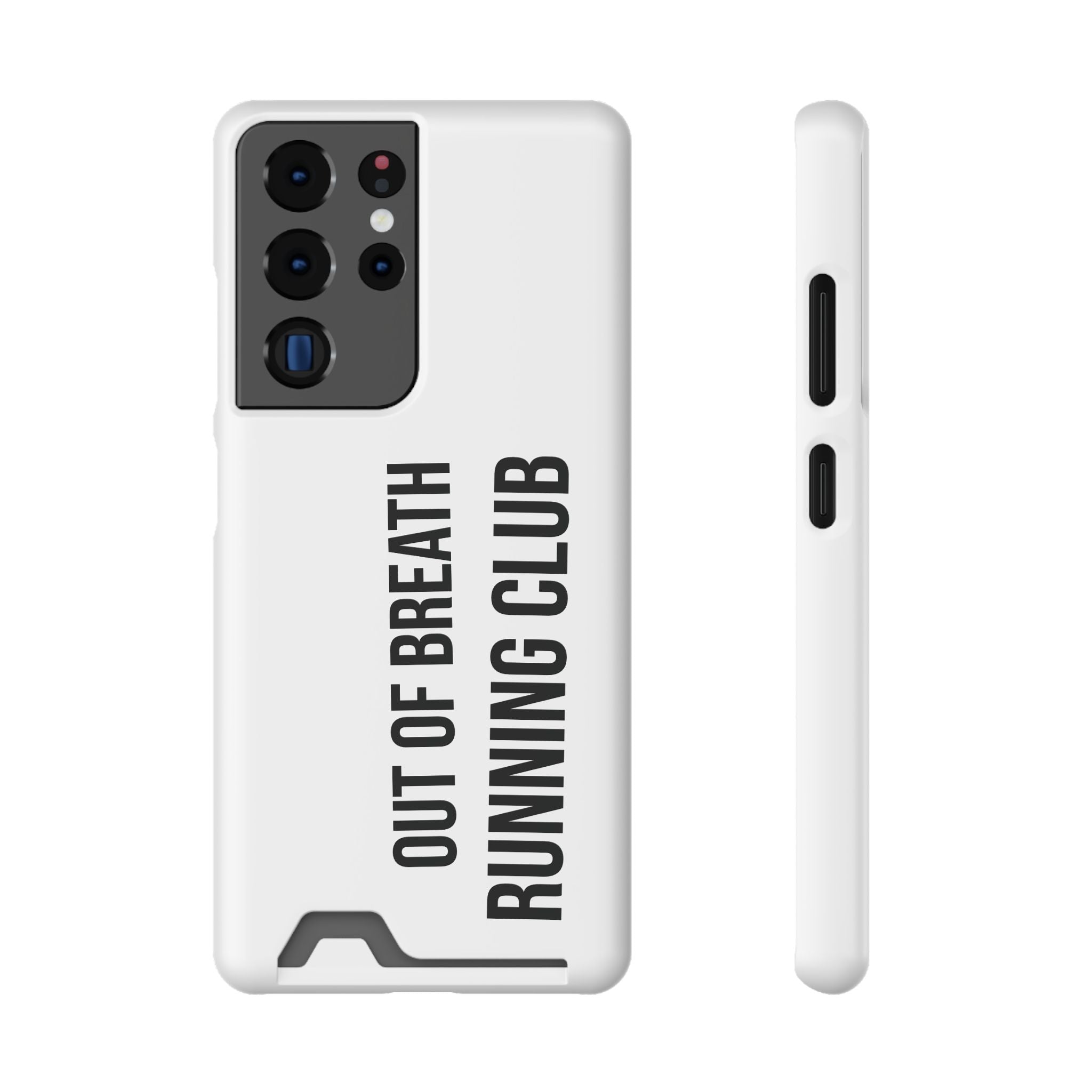 Phone Case with Card Holder — "Out of Breath Running Club" Minimalist Running Phone Wallet