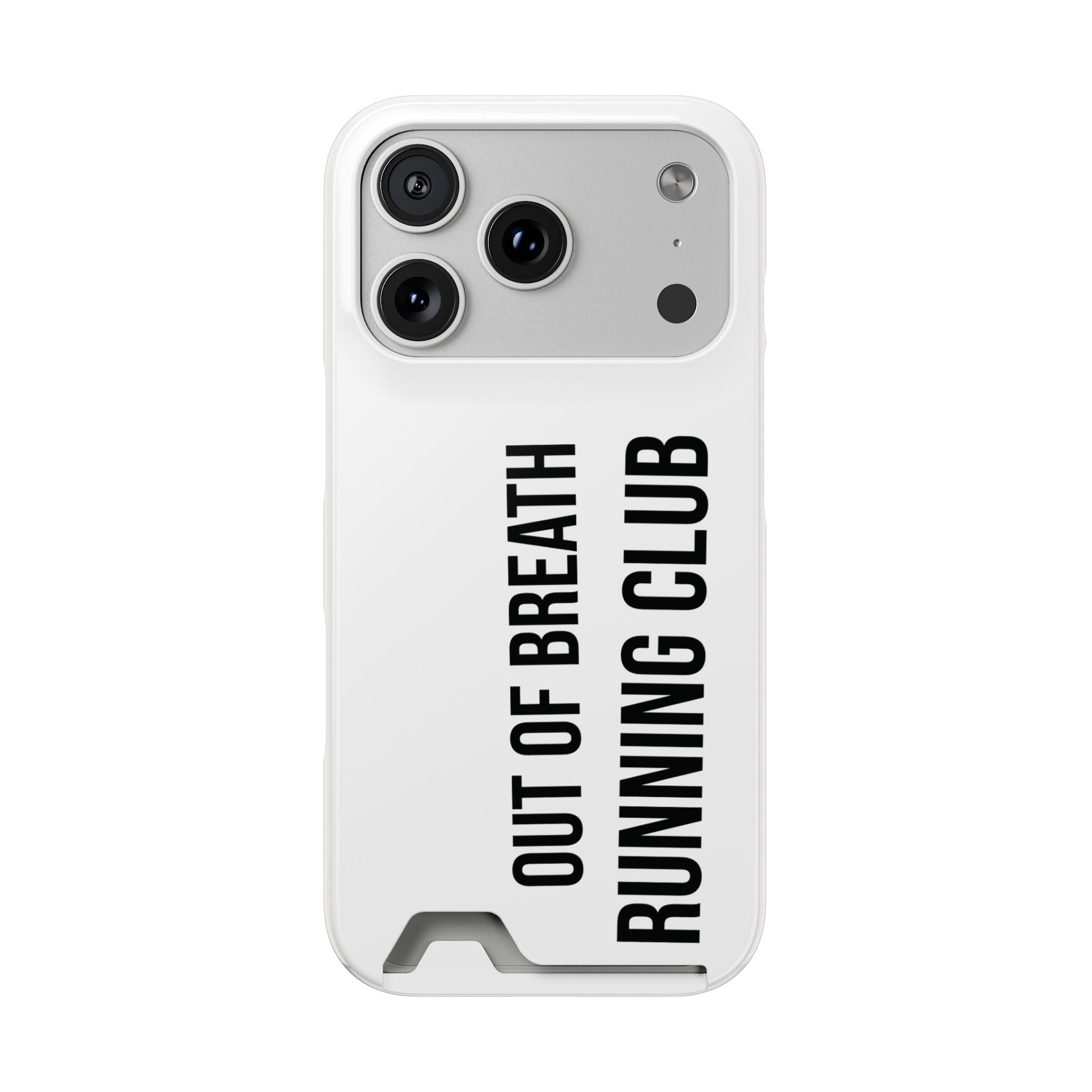 Phone Case with Card Holder — "Out of Breath Running Club" Minimalist Running Phone Wallet
