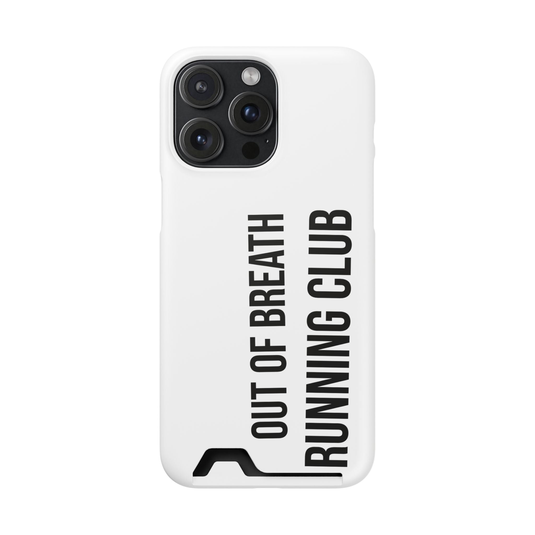 Phone Case with Card Holder — "Out of Breath Running Club" Minimalist Running Phone Wallet
