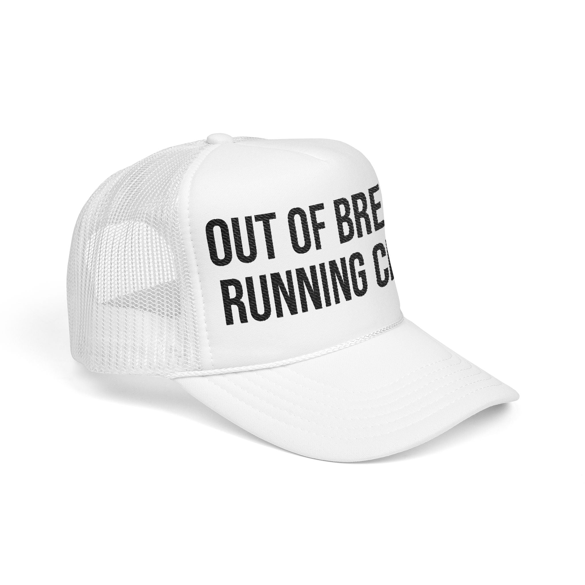 Out of Breath Running Club Foam Trucker Hat — Funny Runner Cap