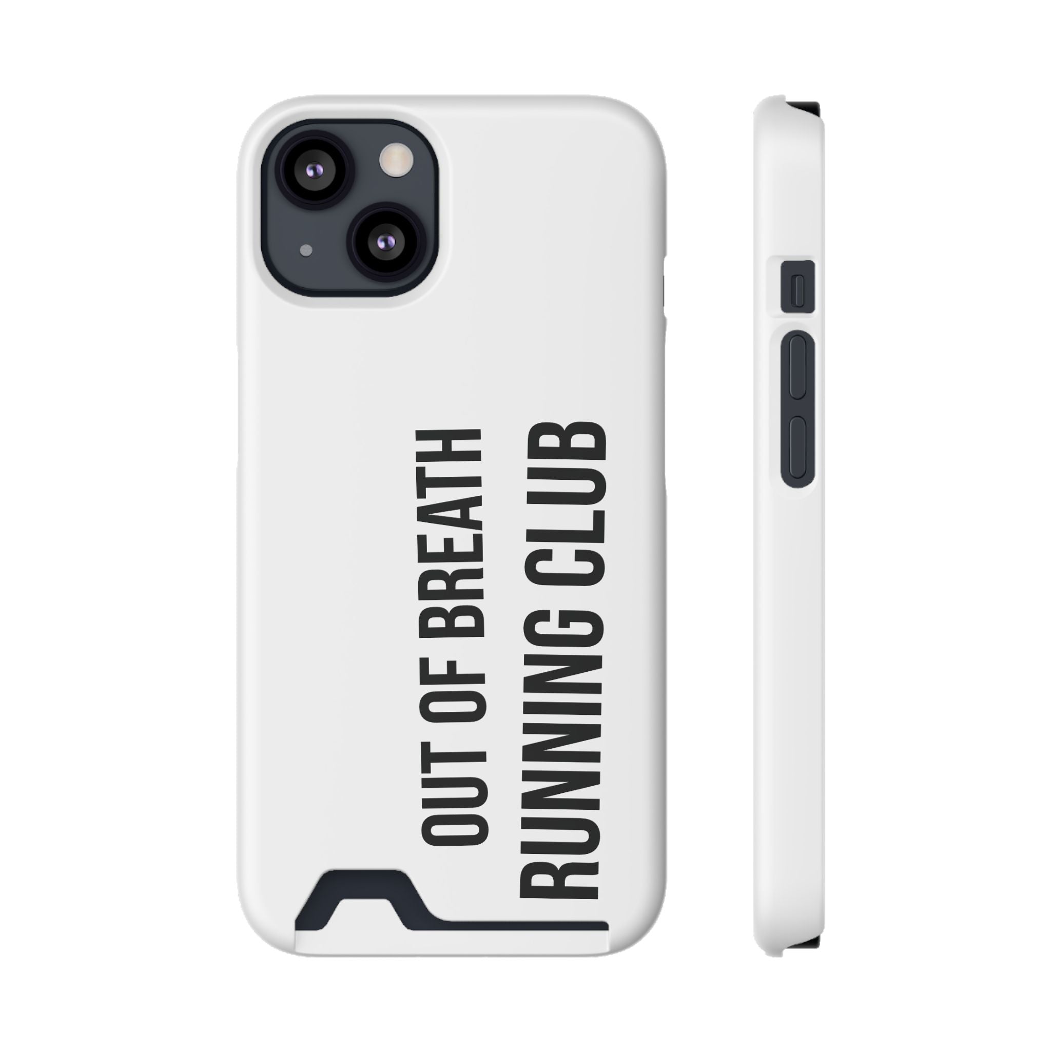 Phone Case with Card Holder — "Out of Breath Running Club" Minimalist Running Phone Wallet