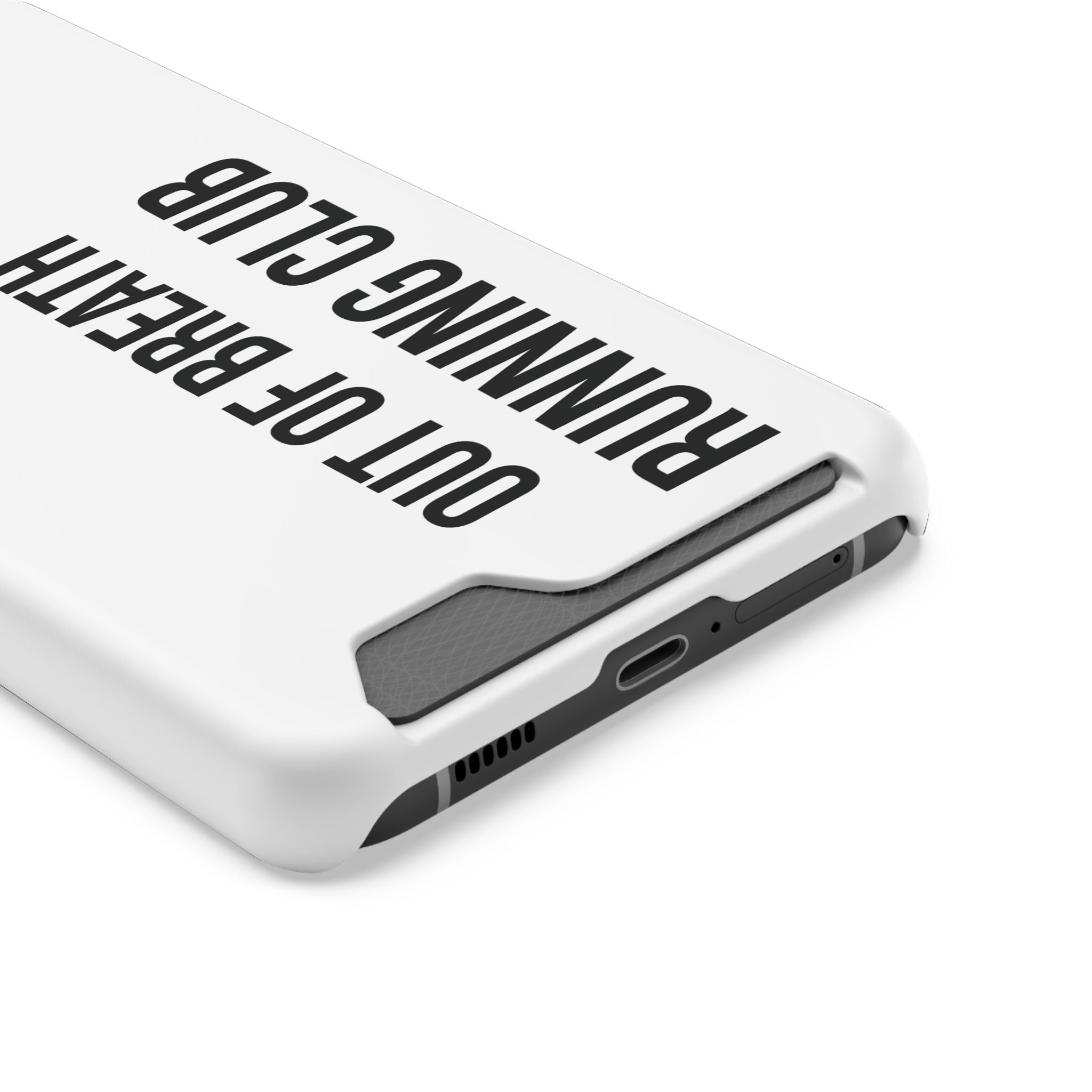 Phone Case with Card Holder — "Out of Breath Running Club" Minimalist Running Phone Wallet