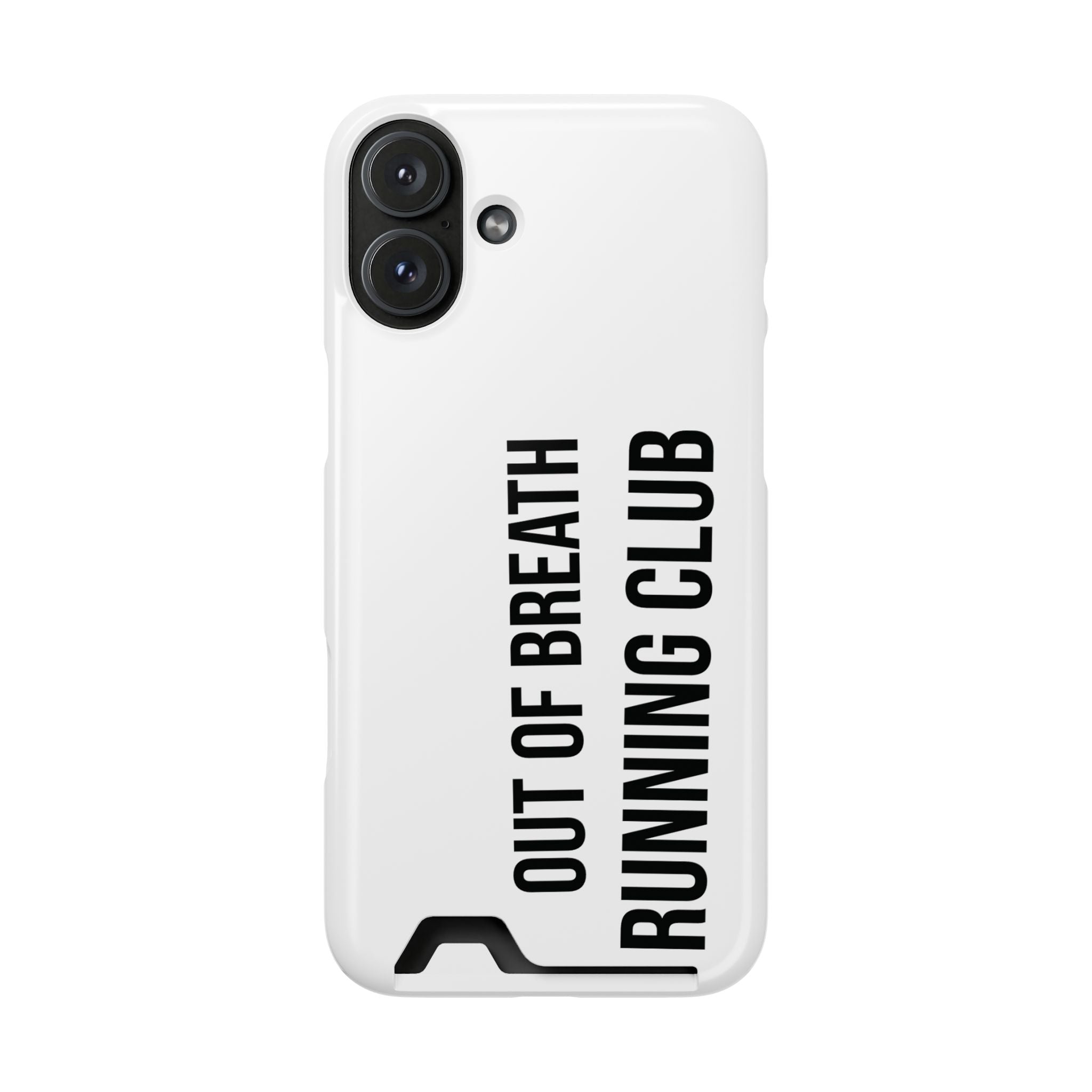 Phone Case with Card Holder — "Out of Breath Running Club" Minimalist Running Phone Wallet