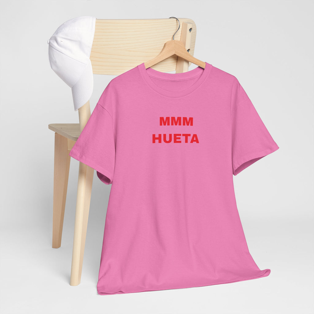 Graphic Tee — "MMM HUETA" Pink Minimalist Shirt