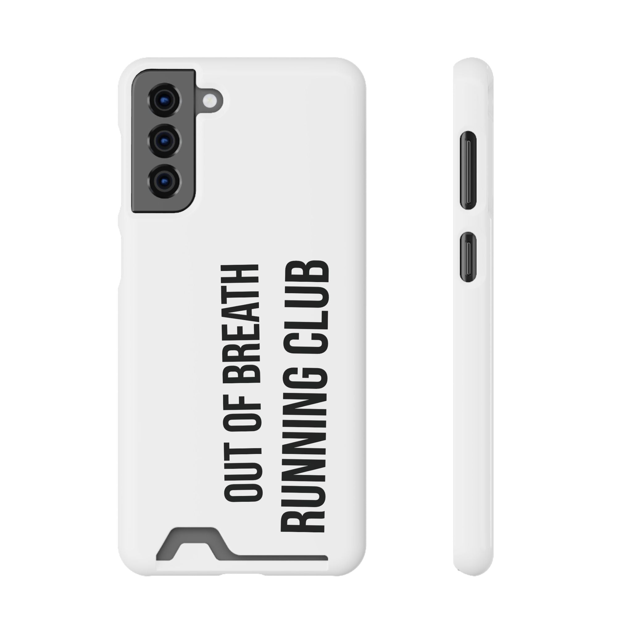 Phone Case with Card Holder — "Out of Breath Running Club" Minimalist Running Phone Wallet