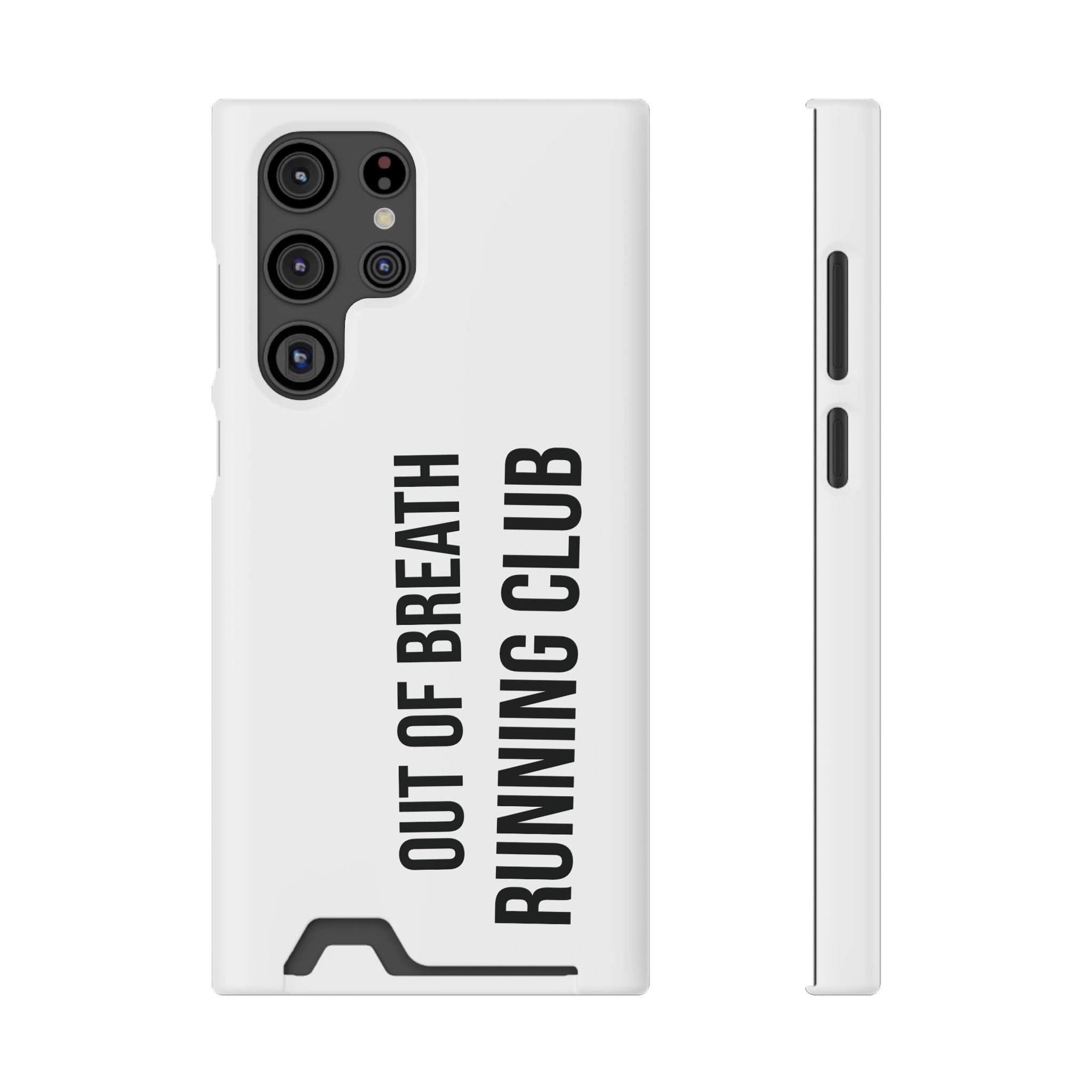 Phone Case with Card Holder — "Out of Breath Running Club" Minimalist Running Phone Wallet