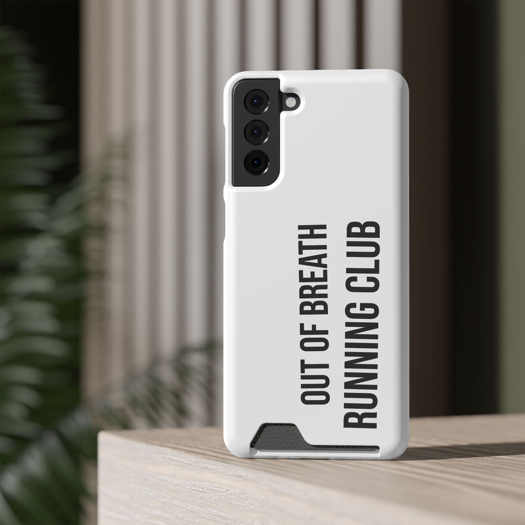 Phone Case with Card Holder — "Out of Breath Running Club" Minimalist Running Phone Wallet