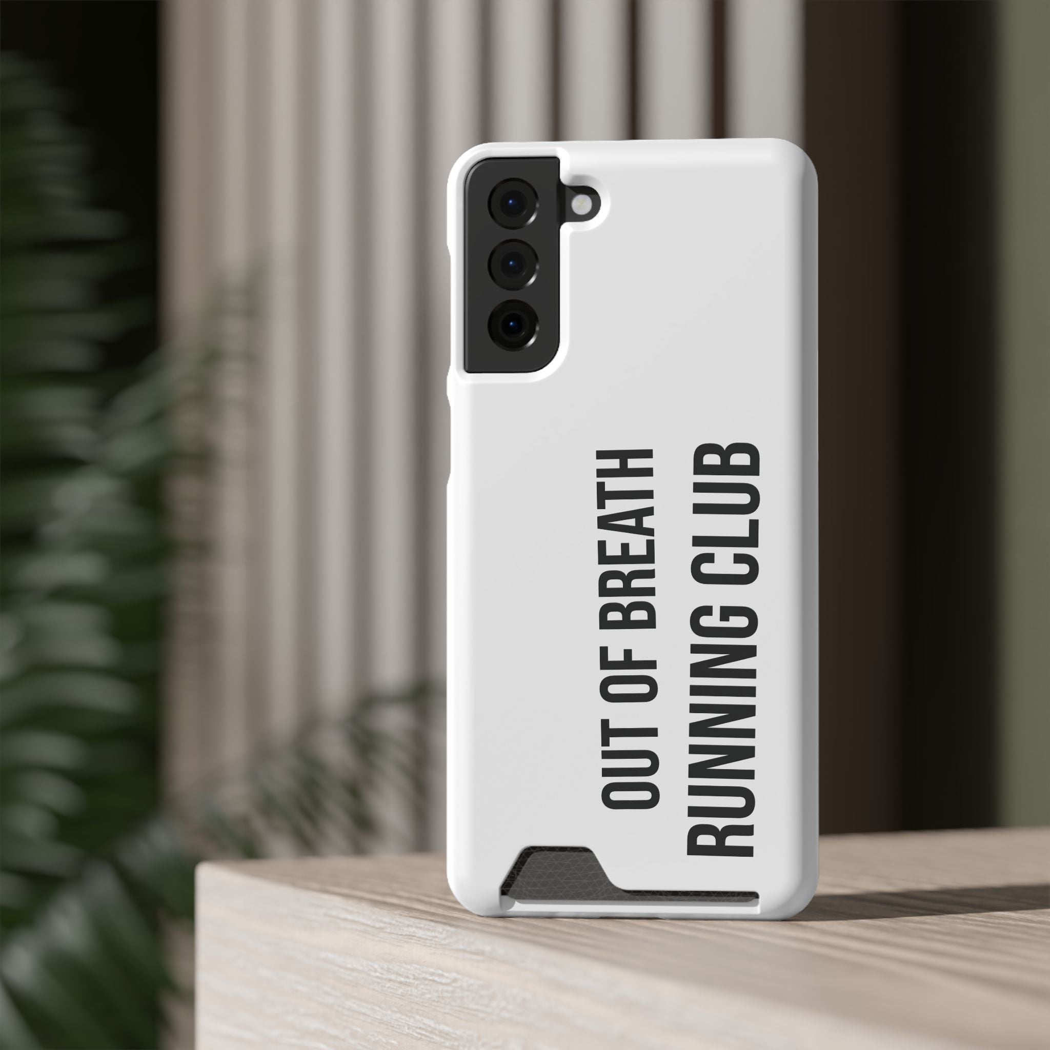 Phone Case with Card Holder — "Out of Breath Running Club" Minimalist Running Phone Wallet