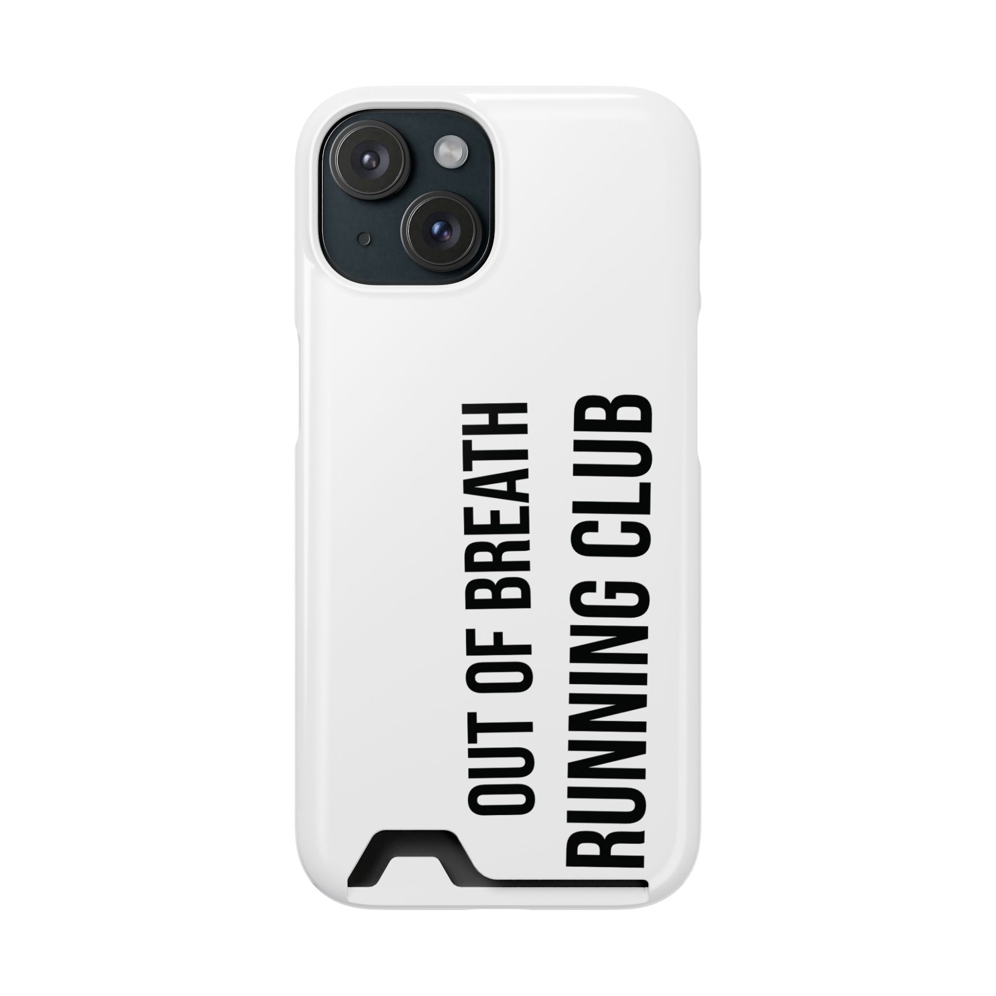 Phone Case with Card Holder — "Out of Breath Running Club" Minimalist Running Phone Wallet