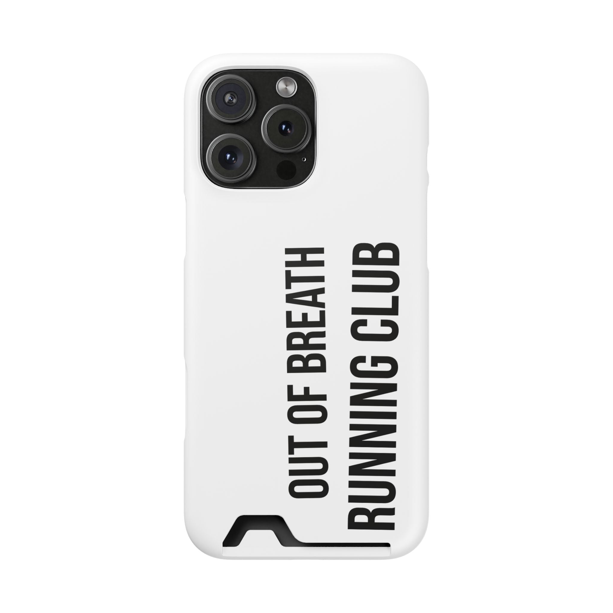 Phone Case with Card Holder — "Out of Breath Running Club" Minimalist Running Phone Wallet