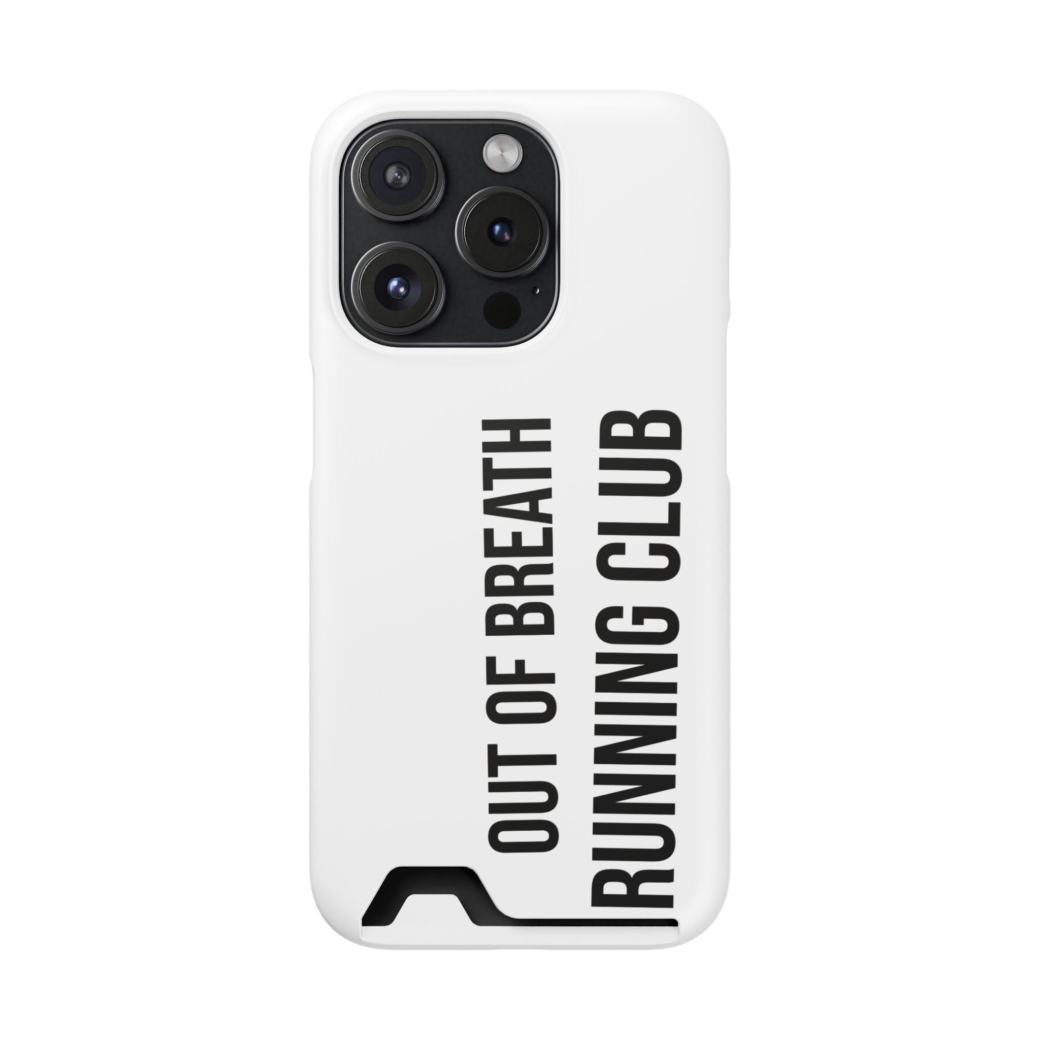 Phone Case with Card Holder — "Out of Breath Running Club" Minimalist Running Phone Wallet