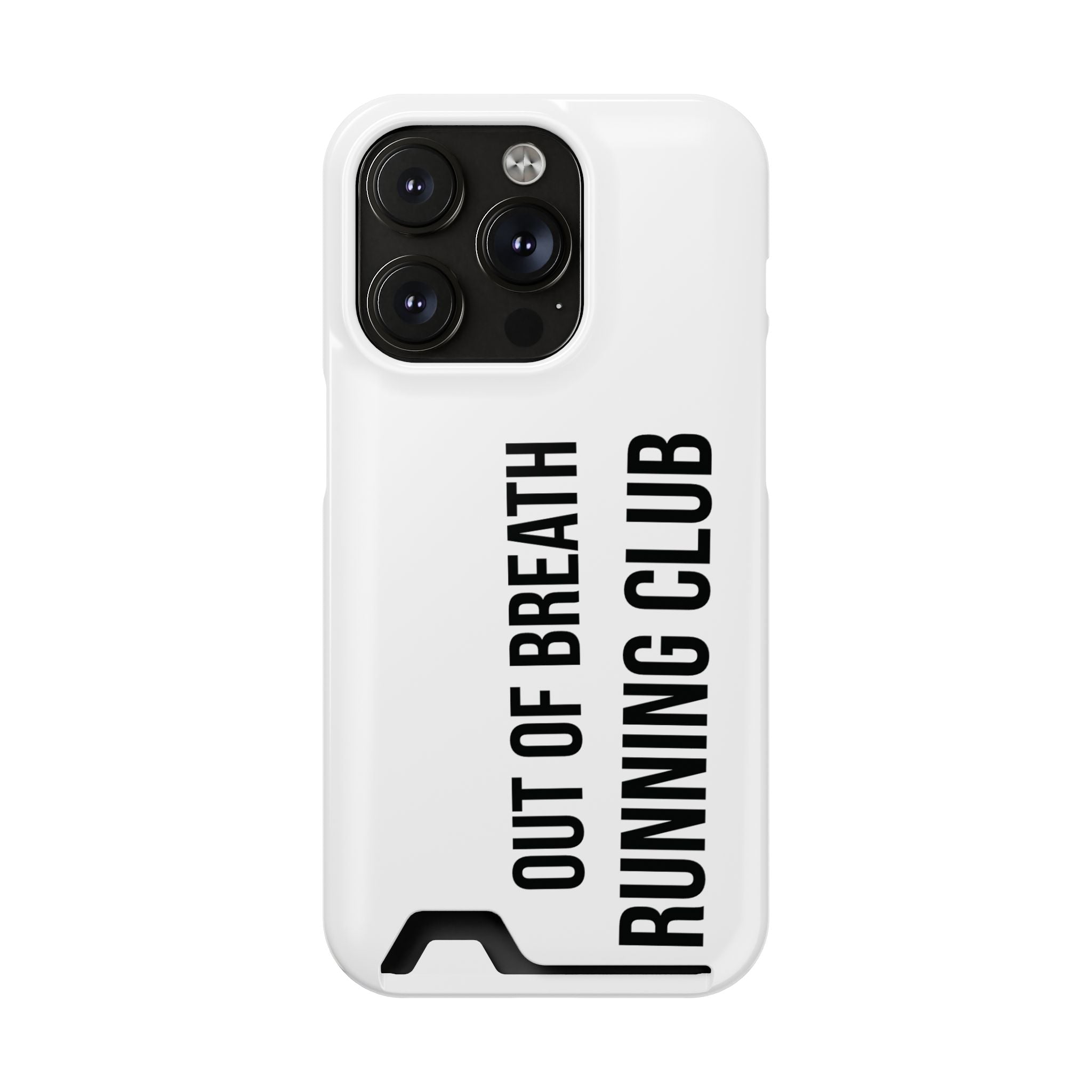 Phone Case with Card Holder — "Out of Breath Running Club" Minimalist Running Phone Wallet