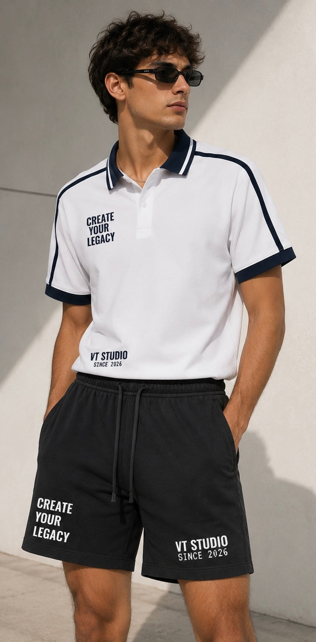 Unisex Contrast Piping Polo Shirt