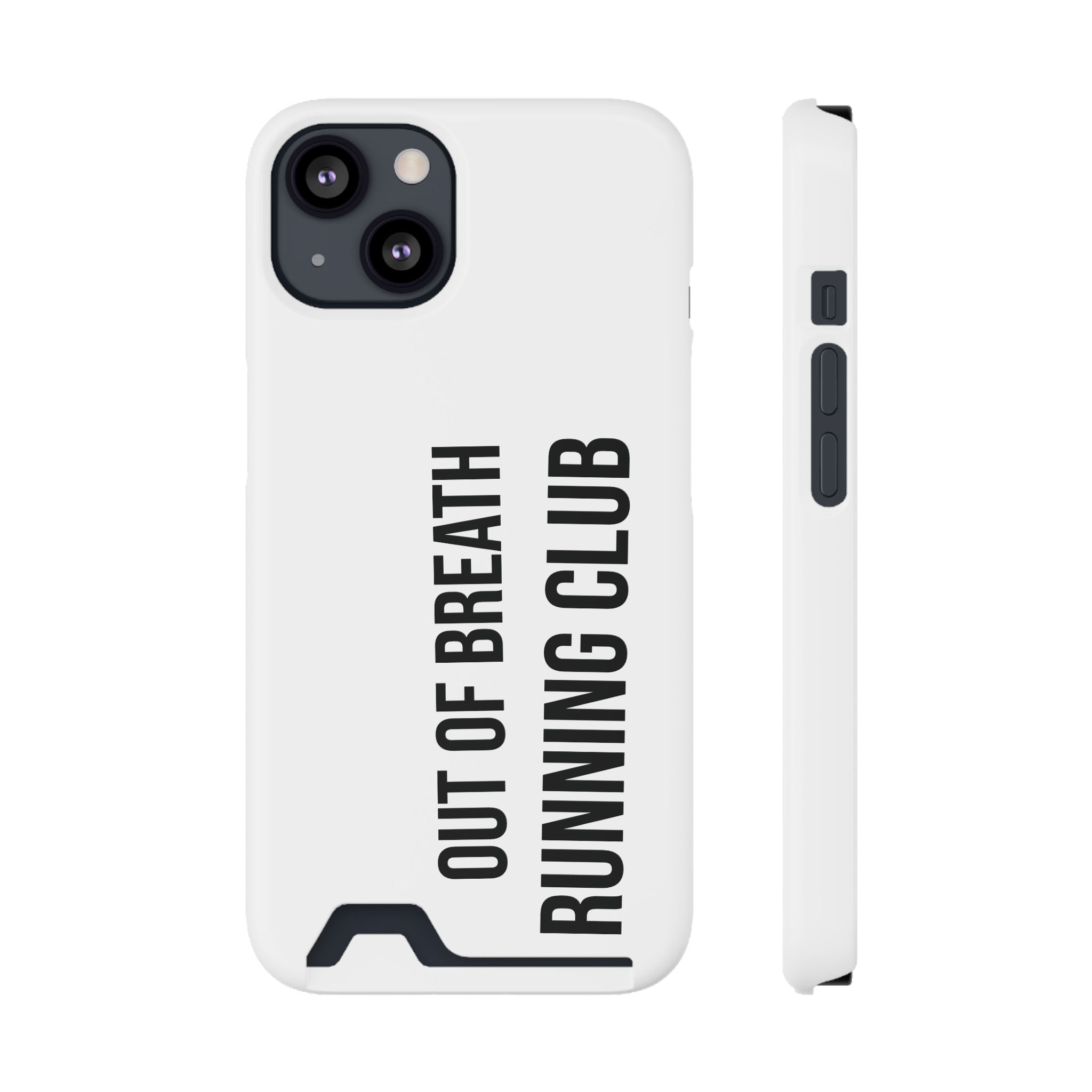 Phone Case with Card Holder — "Out of Breath Running Club" Minimalist Running Phone Wallet