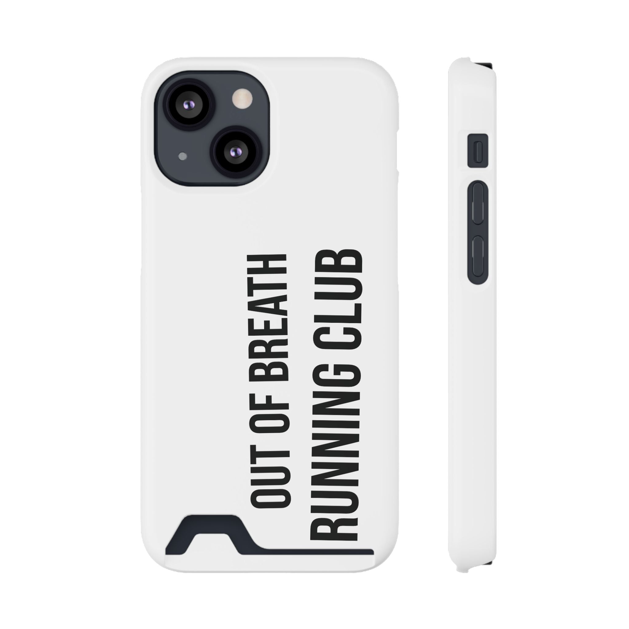 Phone Case with Card Holder — "Out of Breath Running Club" Minimalist Running Phone Wallet