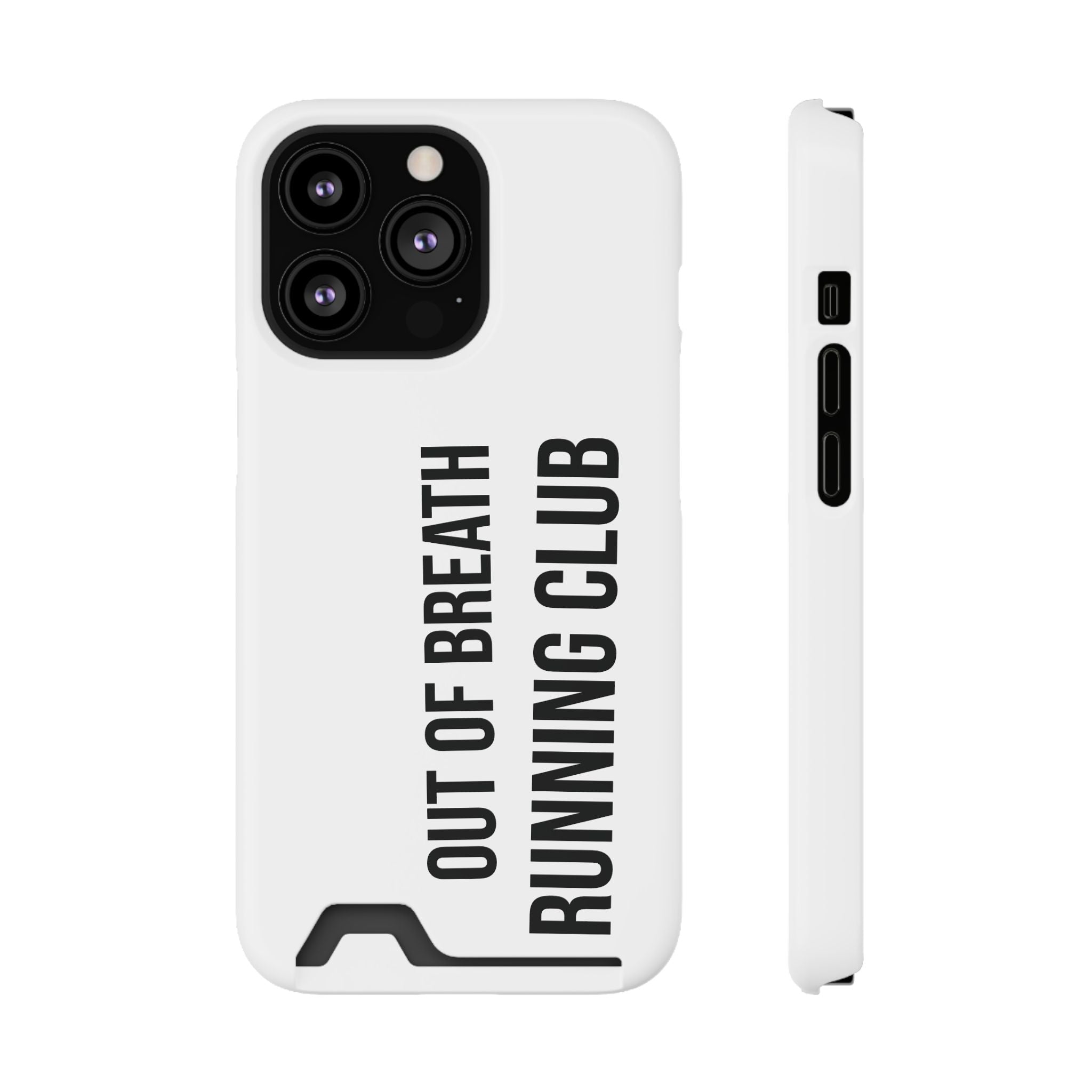 Phone Case with Card Holder — "Out of Breath Running Club" Minimalist Running Phone Wallet