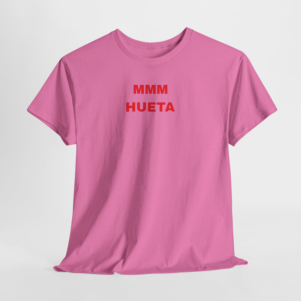 Graphic Tee — "MMM HUETA" Pink Minimalist Shirt