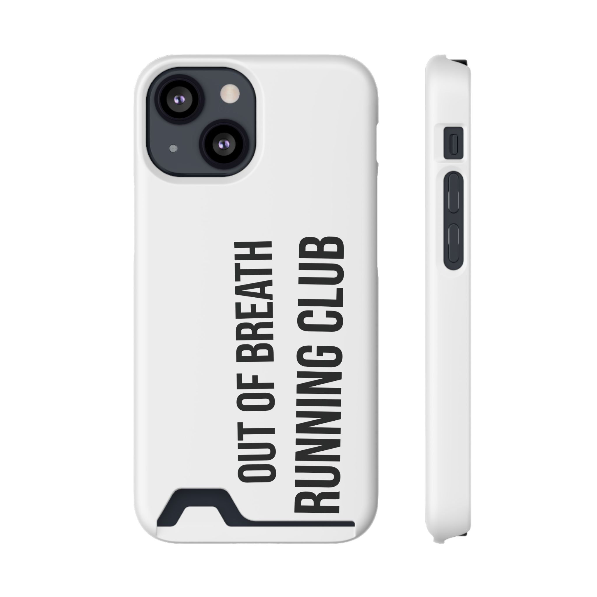 Phone Case with Card Holder — "Out of Breath Running Club" Minimalist Running Phone Wallet