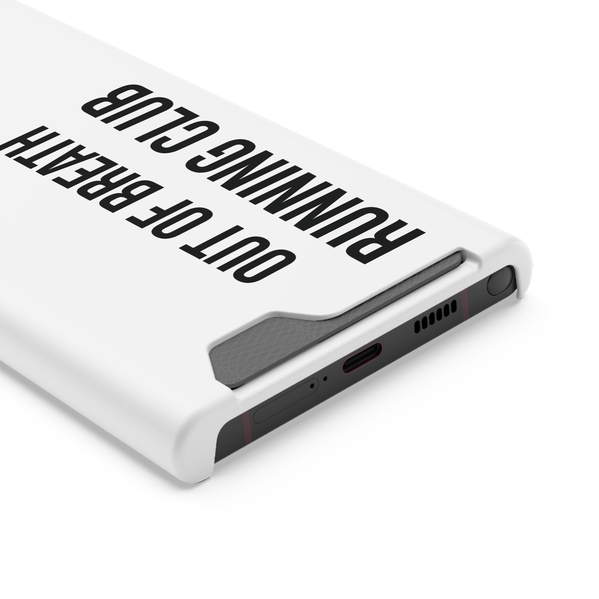 Phone Case with Card Holder — "Out of Breath Running Club" Minimalist Running Phone Wallet