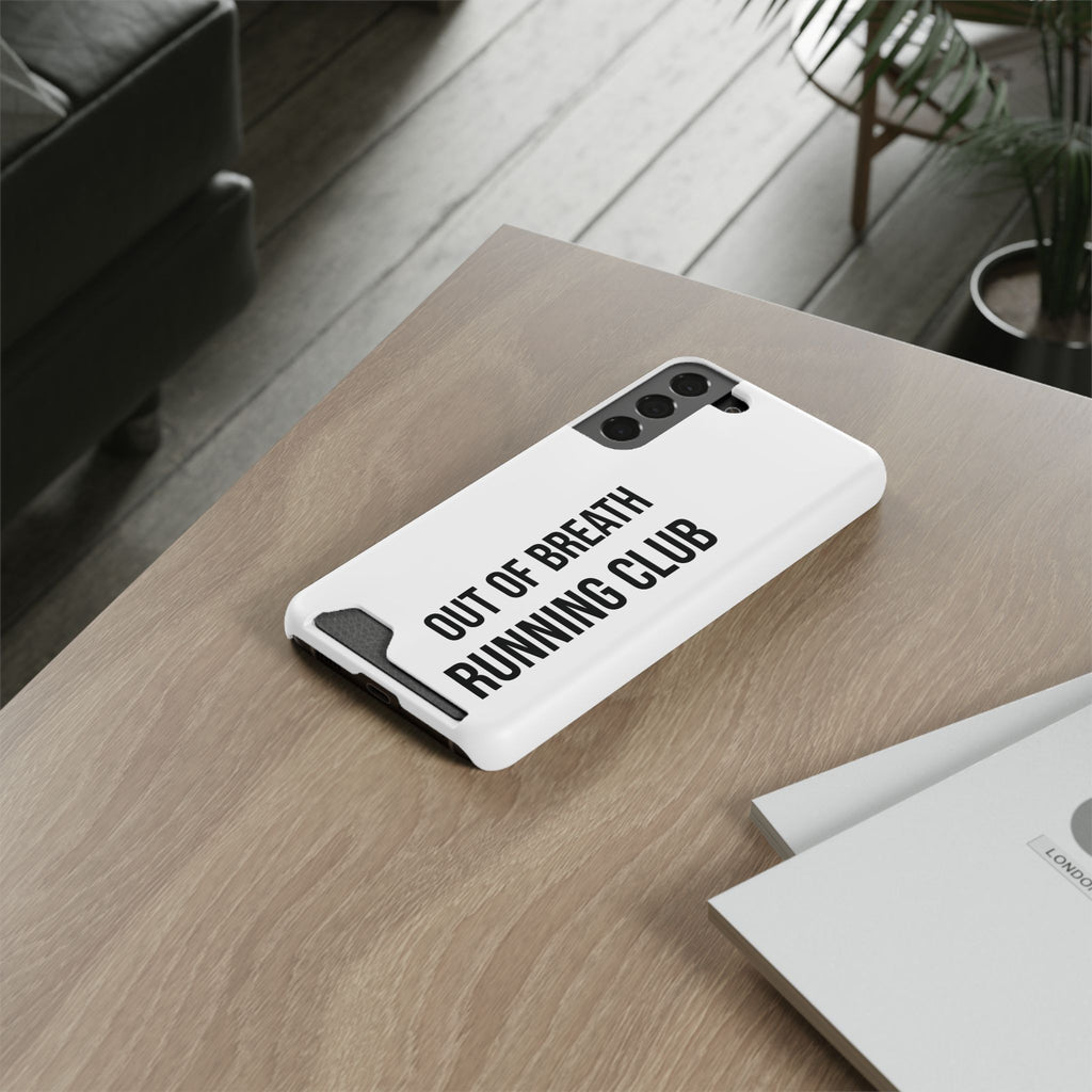 Phone Case with Card Holder — "Out of Breath Running Club" Minimalist Running Phone Wallet