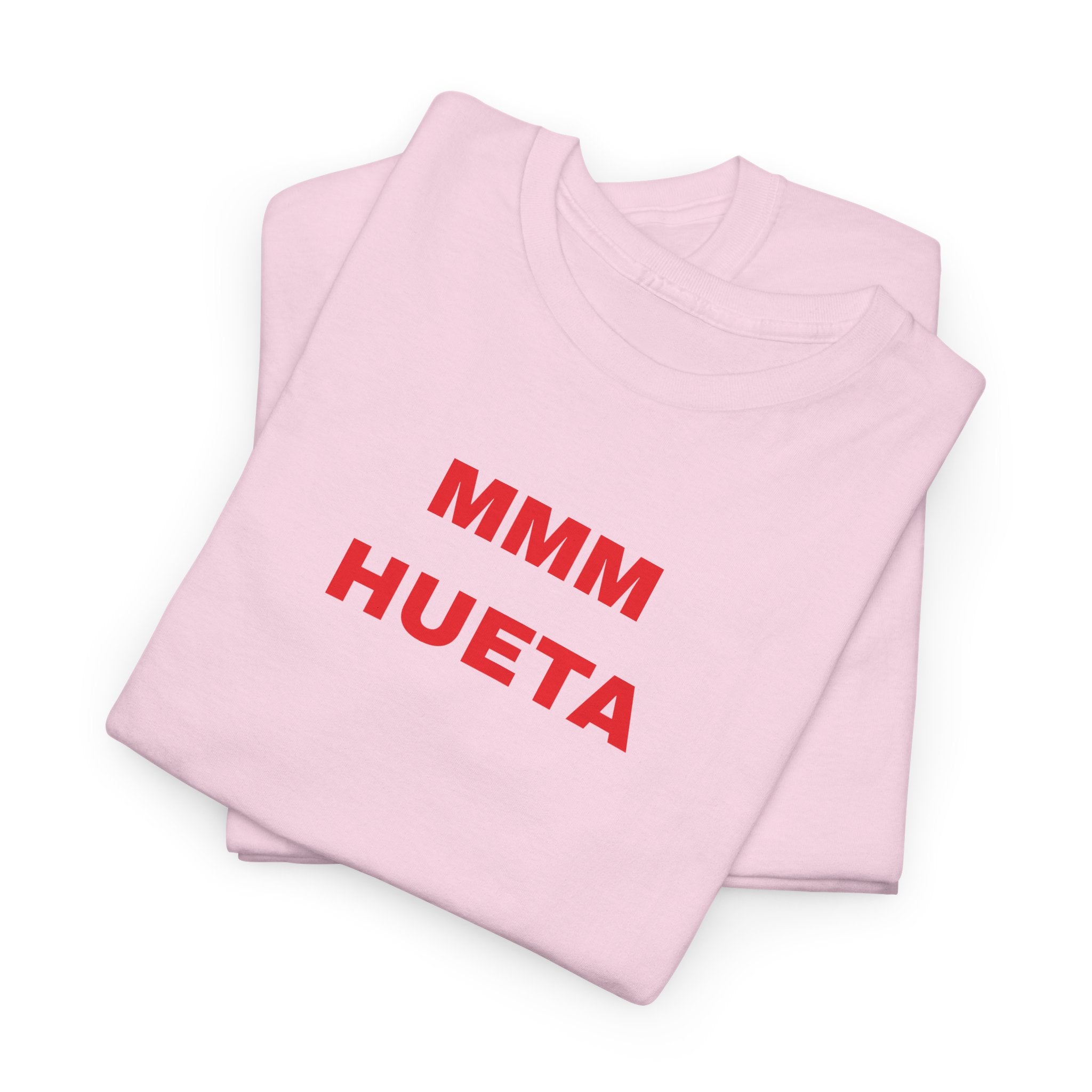 Graphic Tee — "MMM HUETA" Pink Minimalist Shirt