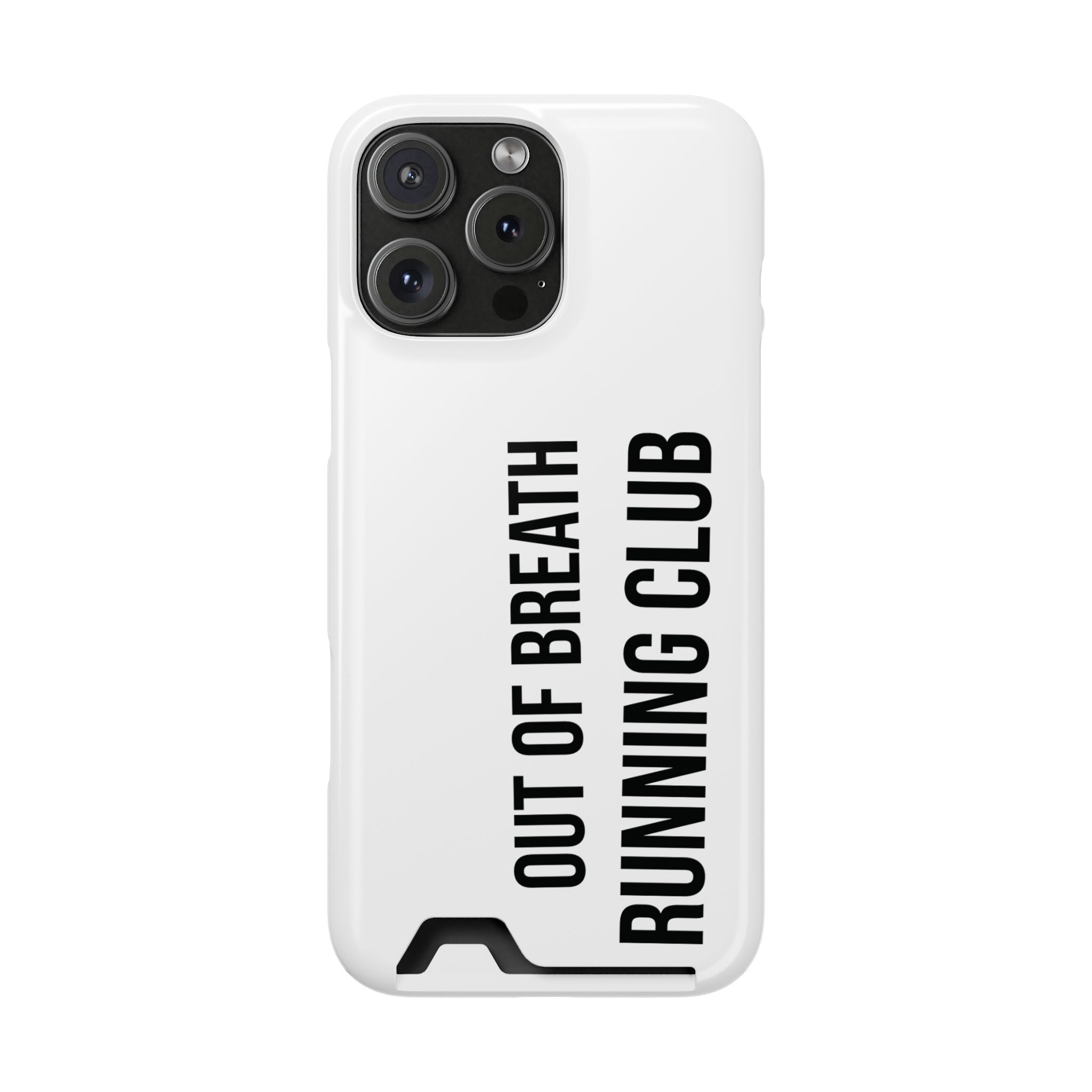 Phone Case with Card Holder — "Out of Breath Running Club" Minimalist Running Phone Wallet
