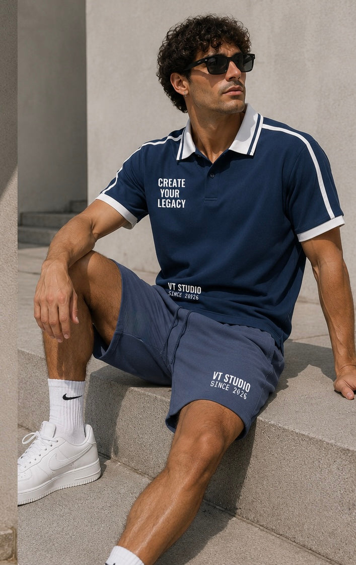 Unisex Contrast Piping Polo Shirt