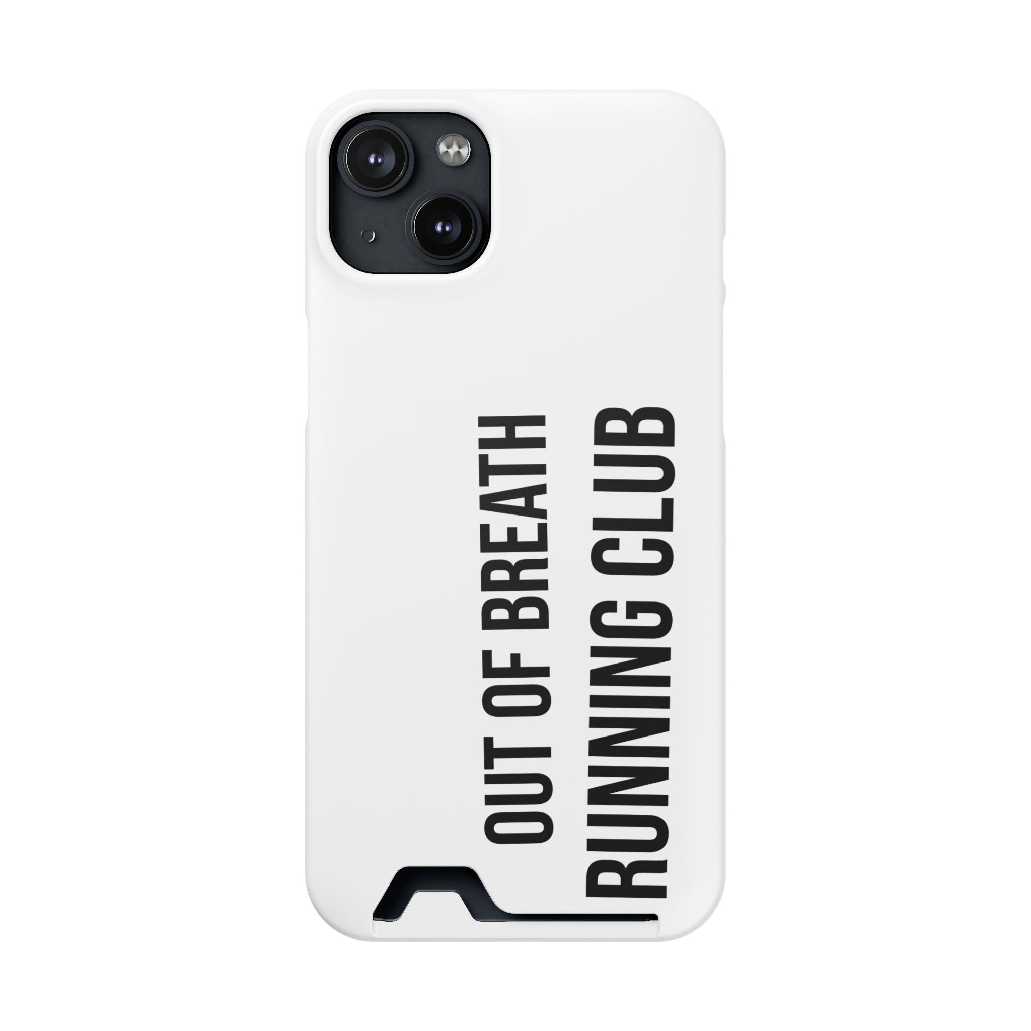 Phone Case with Card Holder — "Out of Breath Running Club" Minimalist Running Phone Wallet