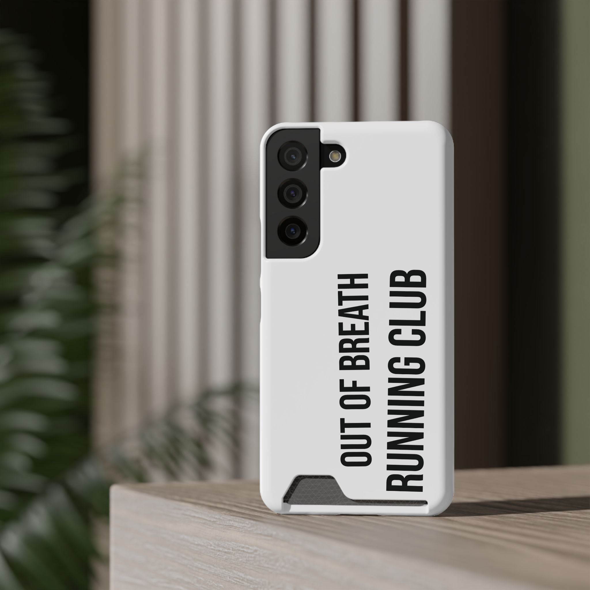 Phone Case with Card Holder — "Out of Breath Running Club" Minimalist Running Phone Wallet