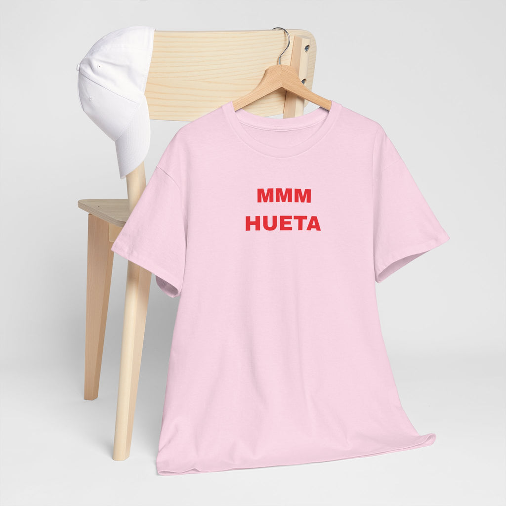 Graphic Tee — "MMM HUETA" Pink Minimalist Shirt