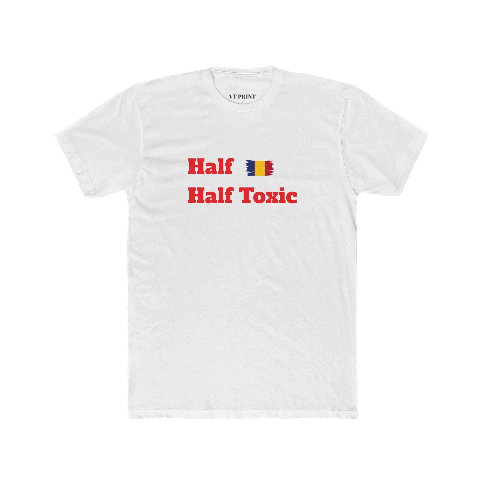 Half Half Toxic Graphic Tee — Funny Bilingual Flag Shirt